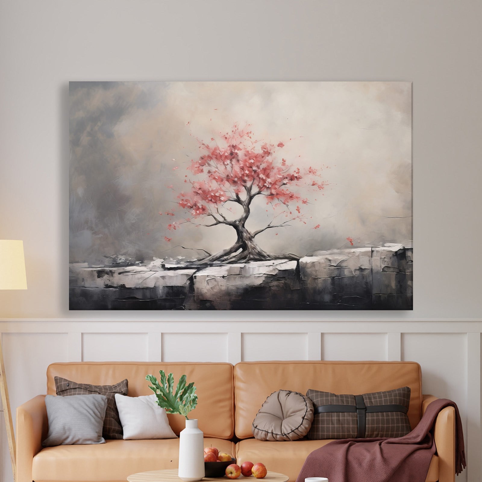 Pembe Sakura Hayat Ağacı Kanvas Tablo | Modern Zen Premium Duvar Sanatı