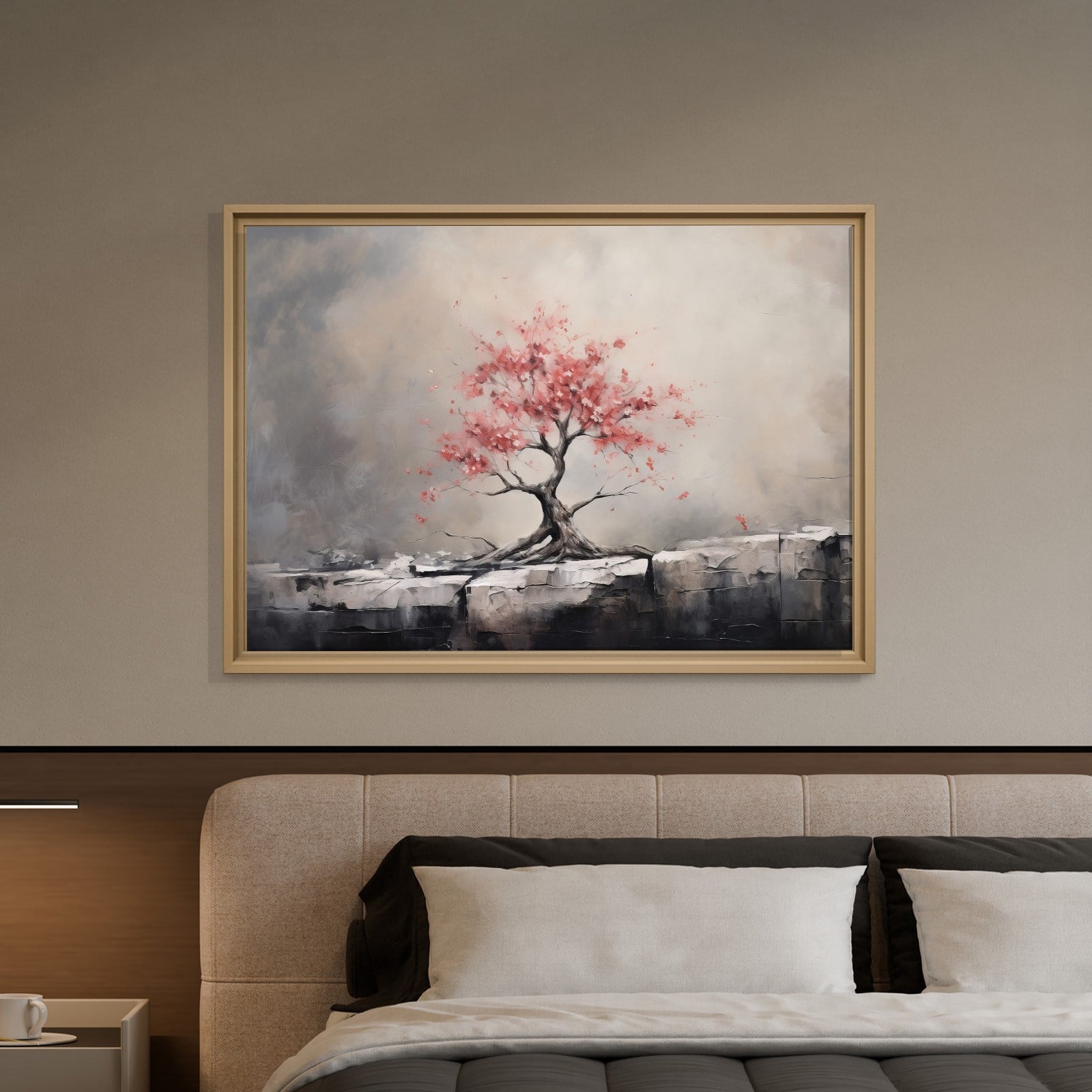 Pembe Sakura Hayat Ağacı Kanvas Tablo | Modern Zen Premium Duvar Sanatı