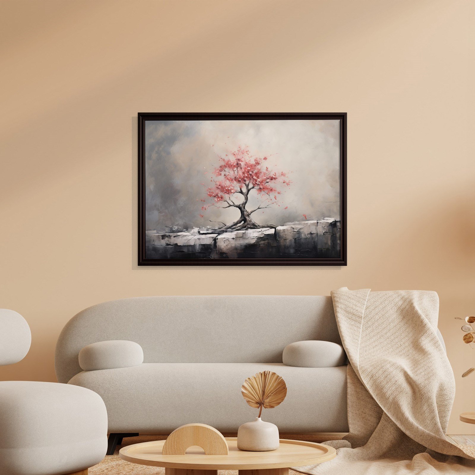 Pembe Sakura Hayat Ağacı Kanvas Tablo | Modern Zen Premium Duvar Sanatı