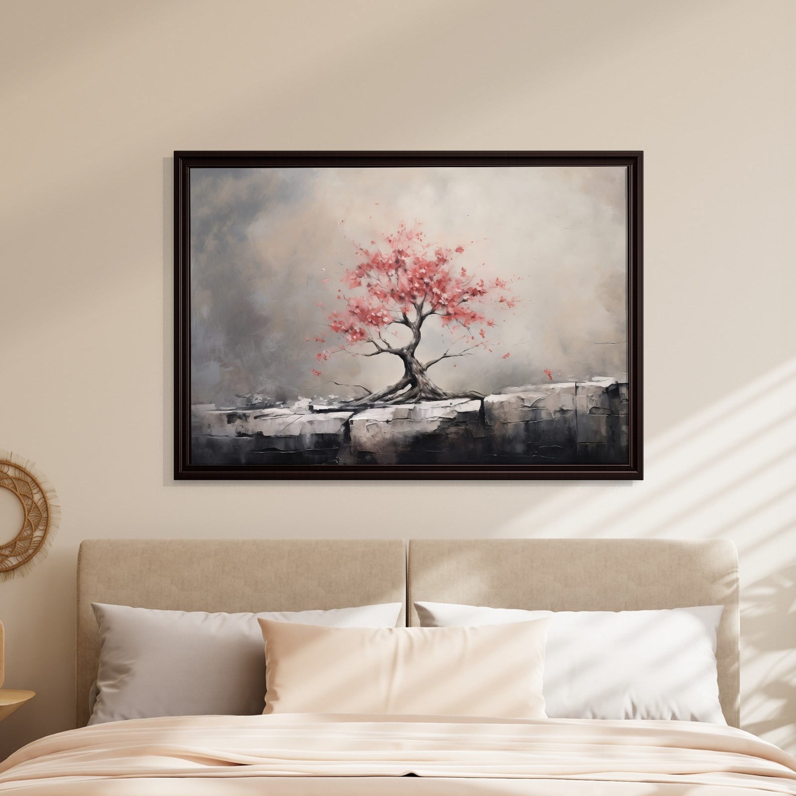 Pembe Sakura Hayat Ağacı Kanvas Tablo | Modern Zen Premium Duvar Sanatı