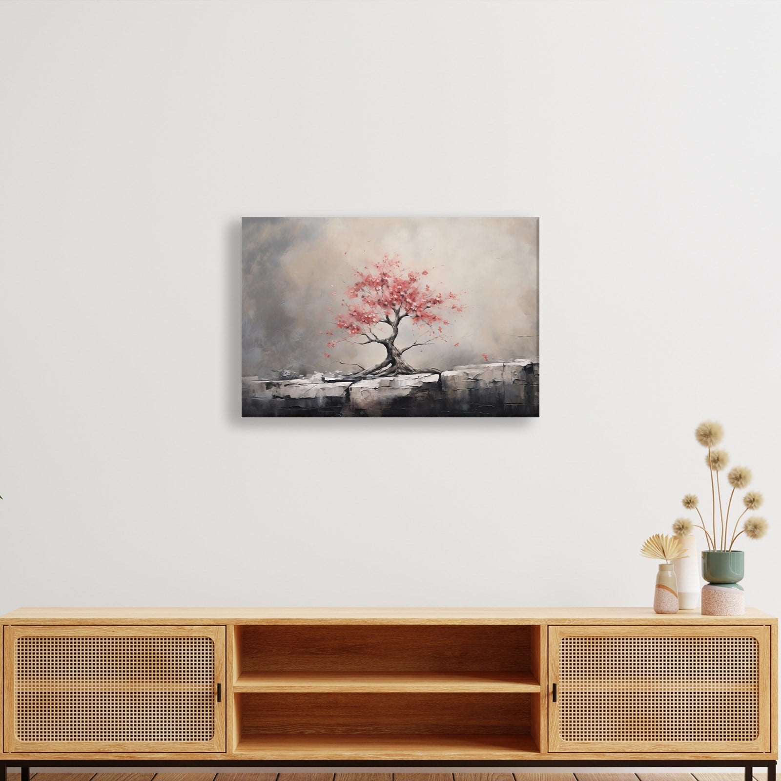 Pembe Sakura Hayat Ağacı Kanvas Tablo | Modern Zen Premium Duvar Sanatı