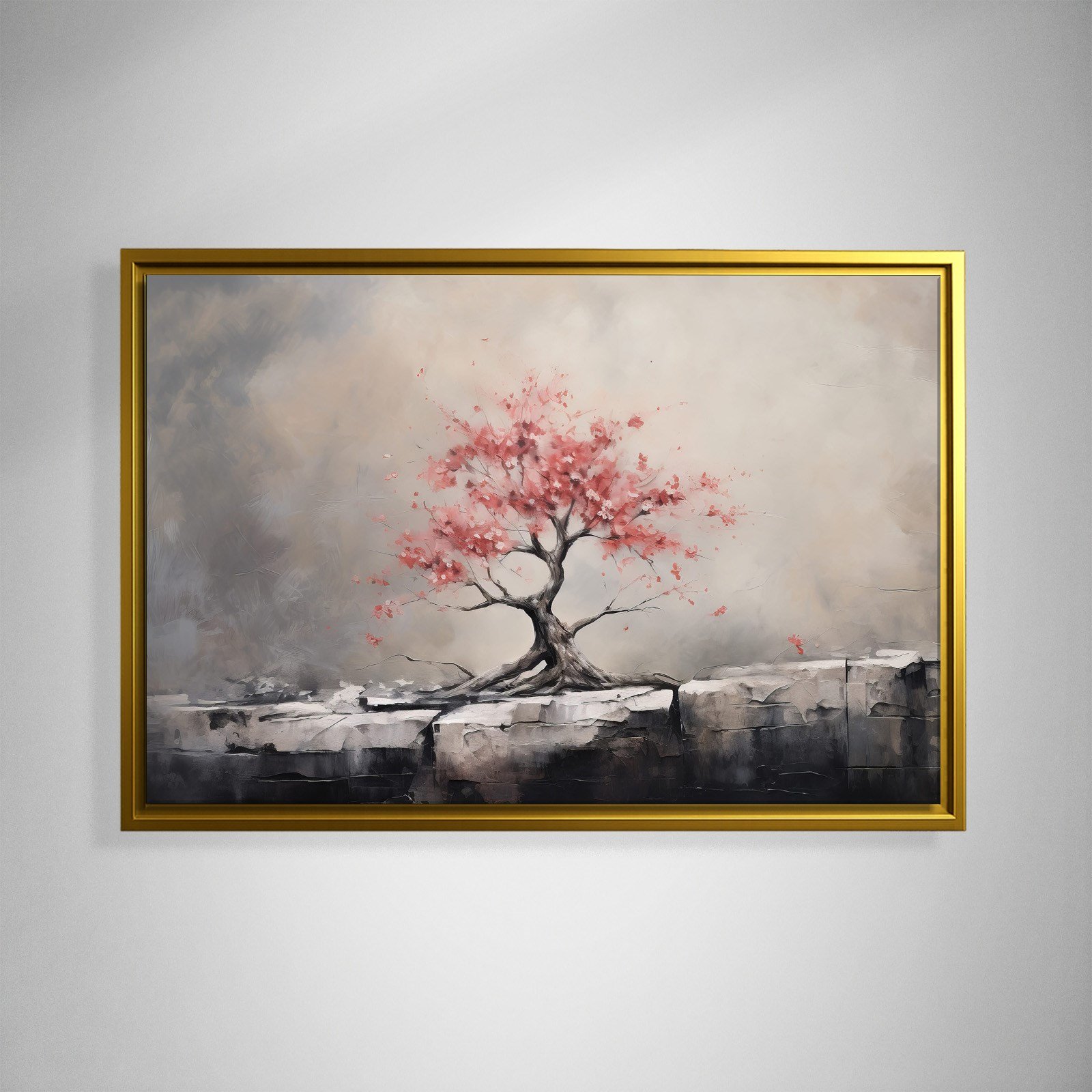 Pembe Sakura Hayat Ağacı Kanvas Tablo | Modern Zen Premium Duvar Sanatı