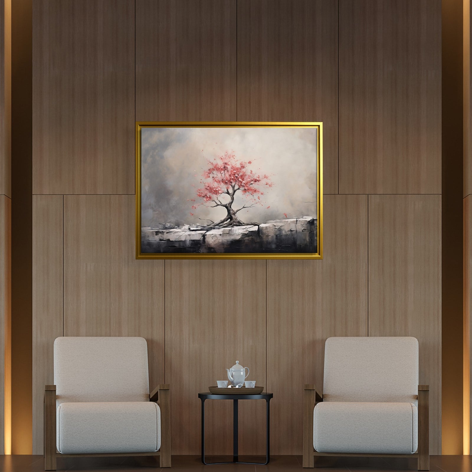 Pembe Sakura Hayat Ağacı Kanvas Tablo | Modern Zen Premium Duvar Sanatı