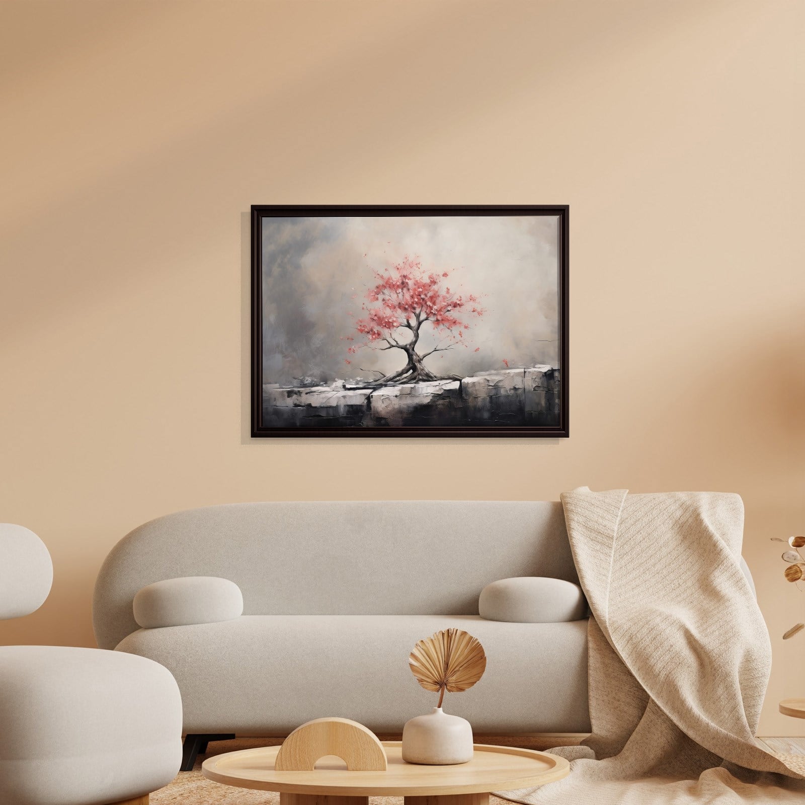 Pembe Sakura Hayat Ağacı Kanvas Tablo | Modern Zen Premium Duvar Sanatı