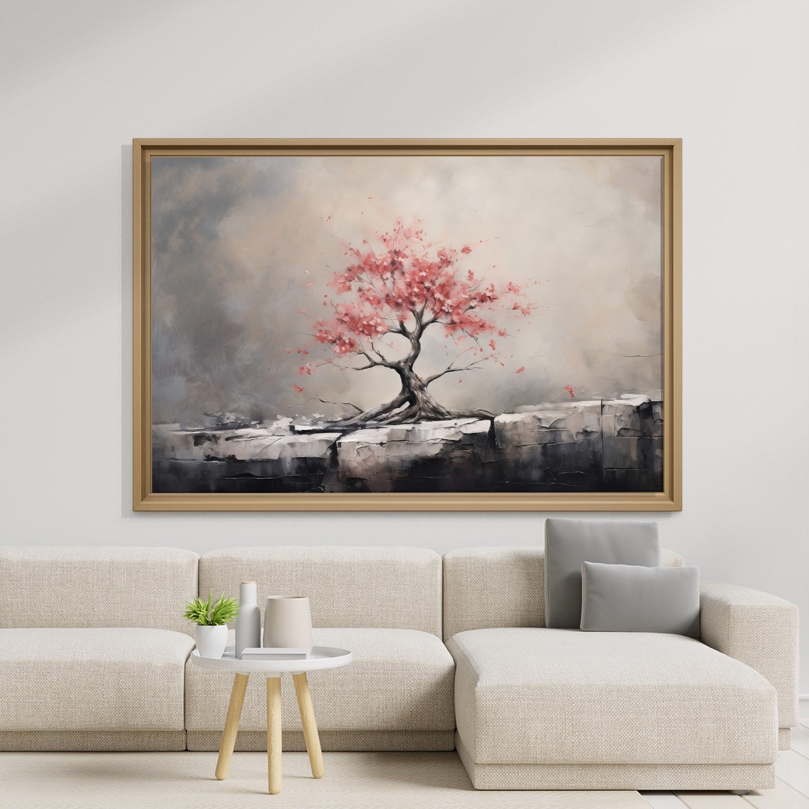 Pembe Sakura Hayat Ağacı Kanvas Tablo | Modern Zen Premium Duvar Sanatı