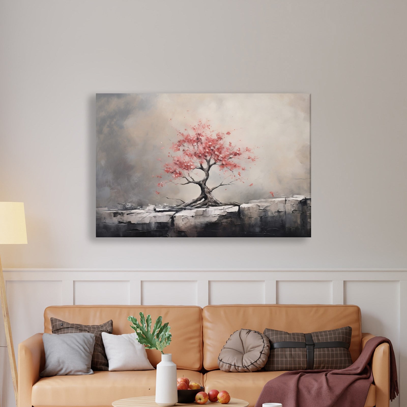 Pembe Sakura Hayat Ağacı Kanvas Tablo | Modern Zen Premium Duvar Sanatı