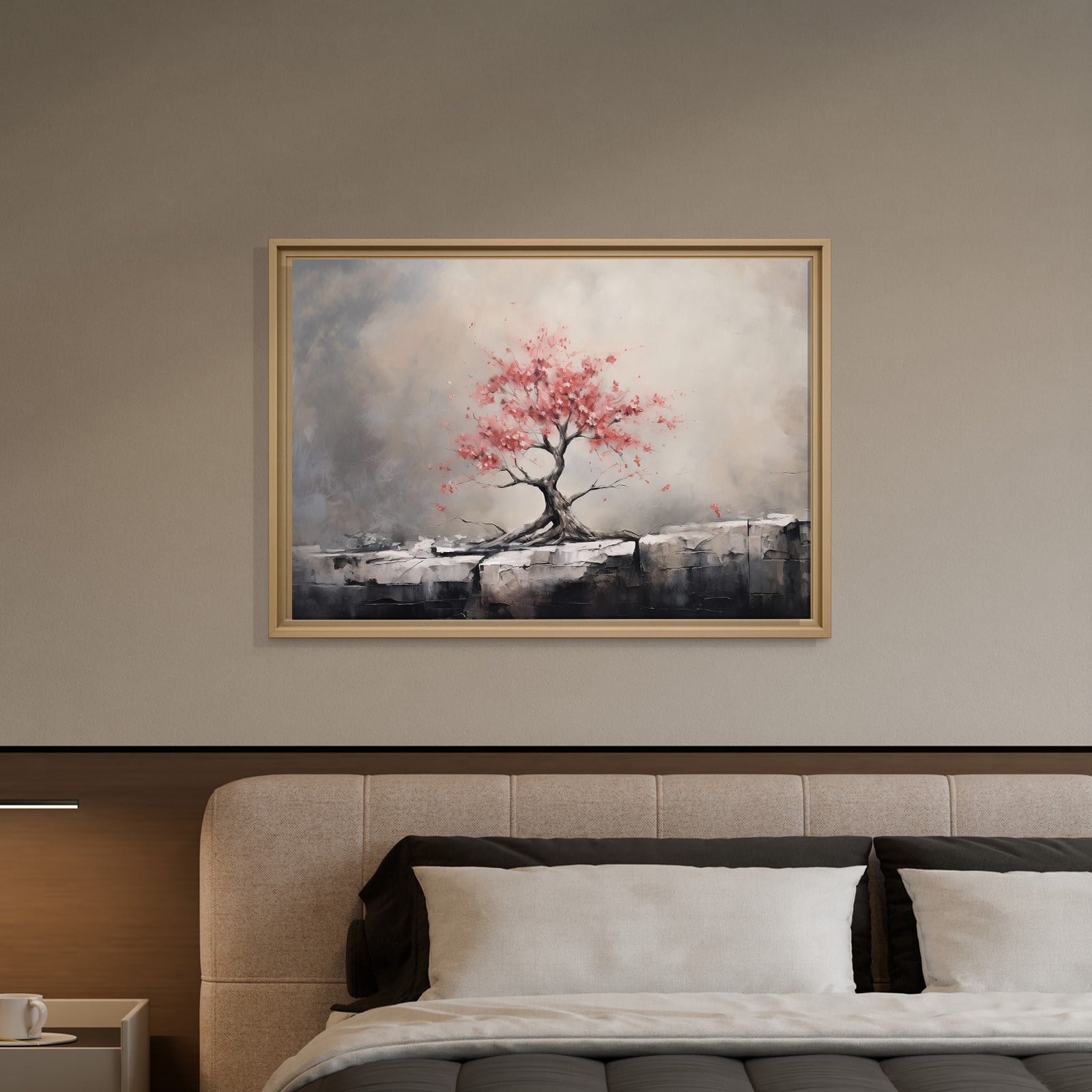 Pembe Sakura Hayat Ağacı Kanvas Tablo | Modern Zen Premium Duvar Sanatı