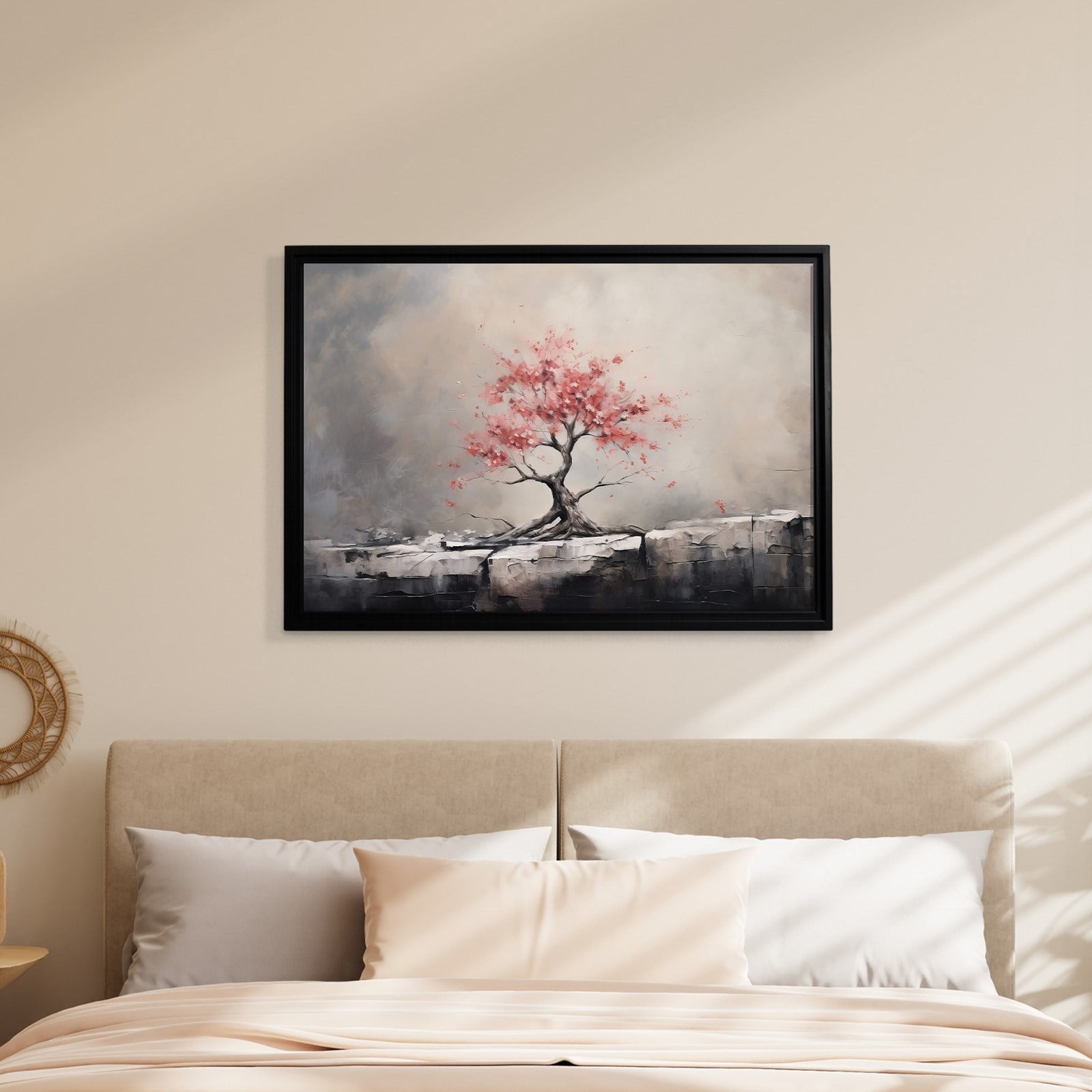 Pembe Sakura Hayat Ağacı Kanvas Tablo | Modern Zen Premium Duvar Sanatı