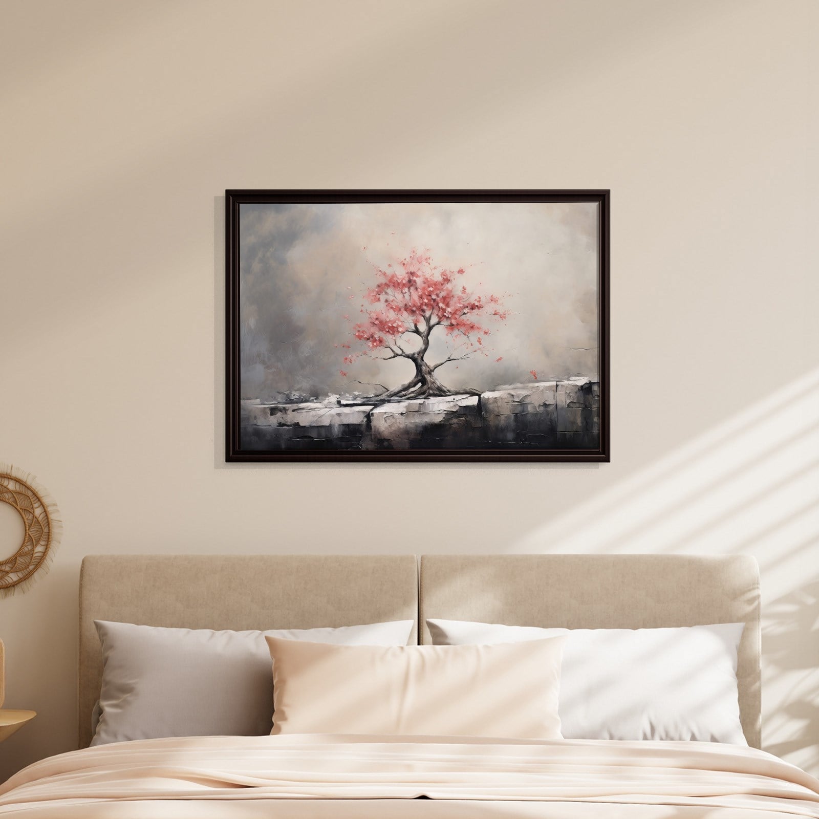Pembe Sakura Hayat Ağacı Kanvas Tablo | Modern Zen Premium Duvar Sanatı