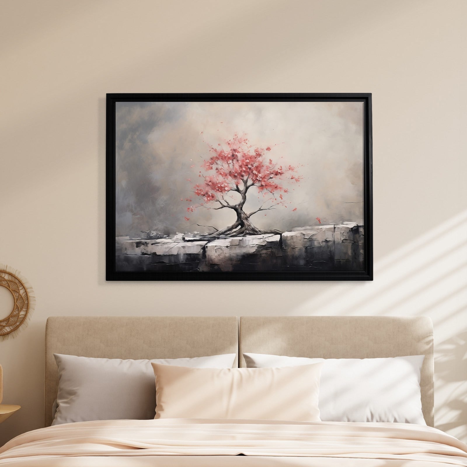 Pembe Sakura Hayat Ağacı Kanvas Tablo | Modern Zen Premium Duvar Sanatı