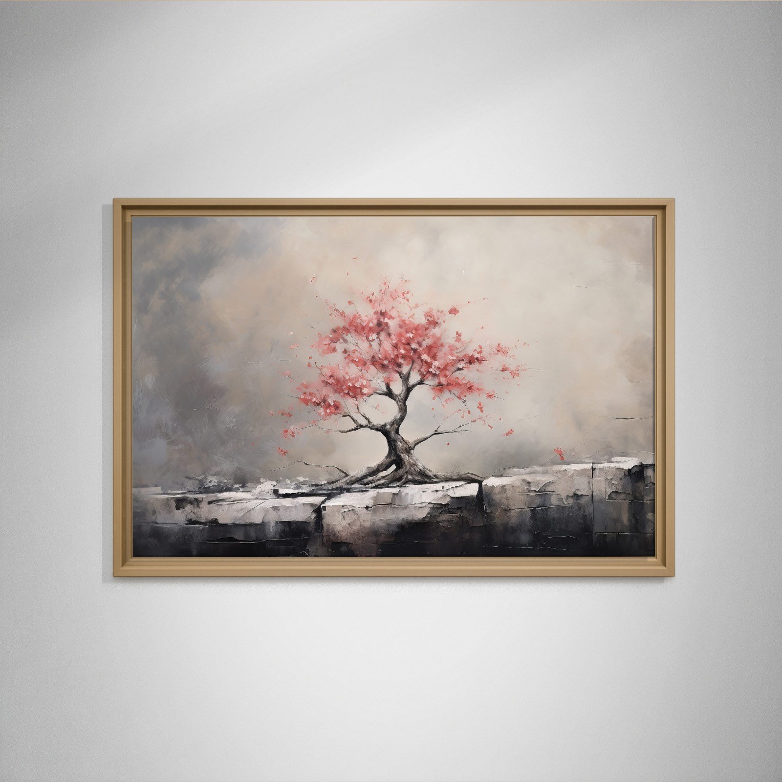 Pembe Sakura Hayat Ağacı Kanvas Tablo | Modern Zen Premium Duvar Sanatı