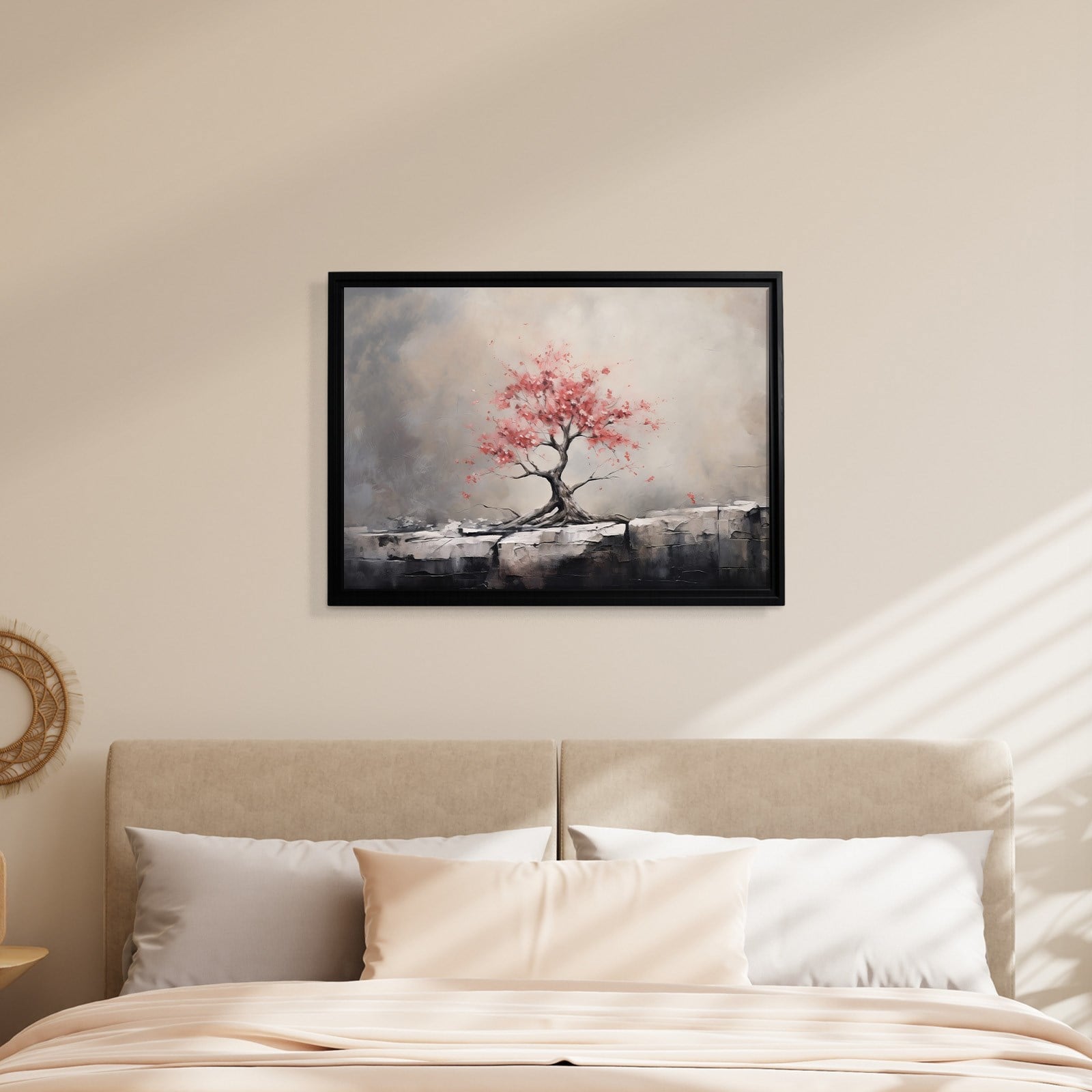 Pembe Sakura Hayat Ağacı Kanvas Tablo | Modern Zen Premium Duvar Sanatı