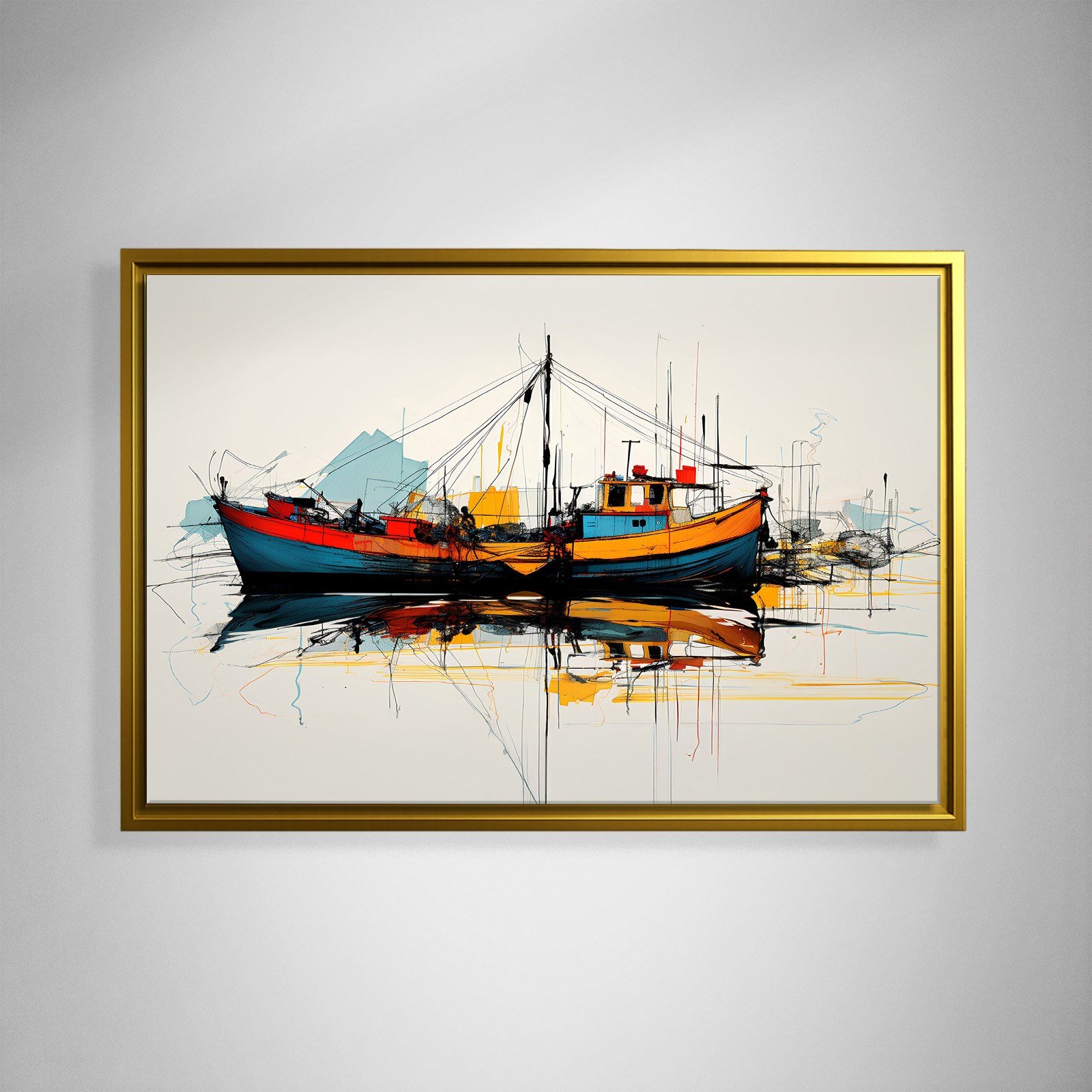 Renkli Balıkçı Teknesi Deniz Temalı Kanvas Tablo