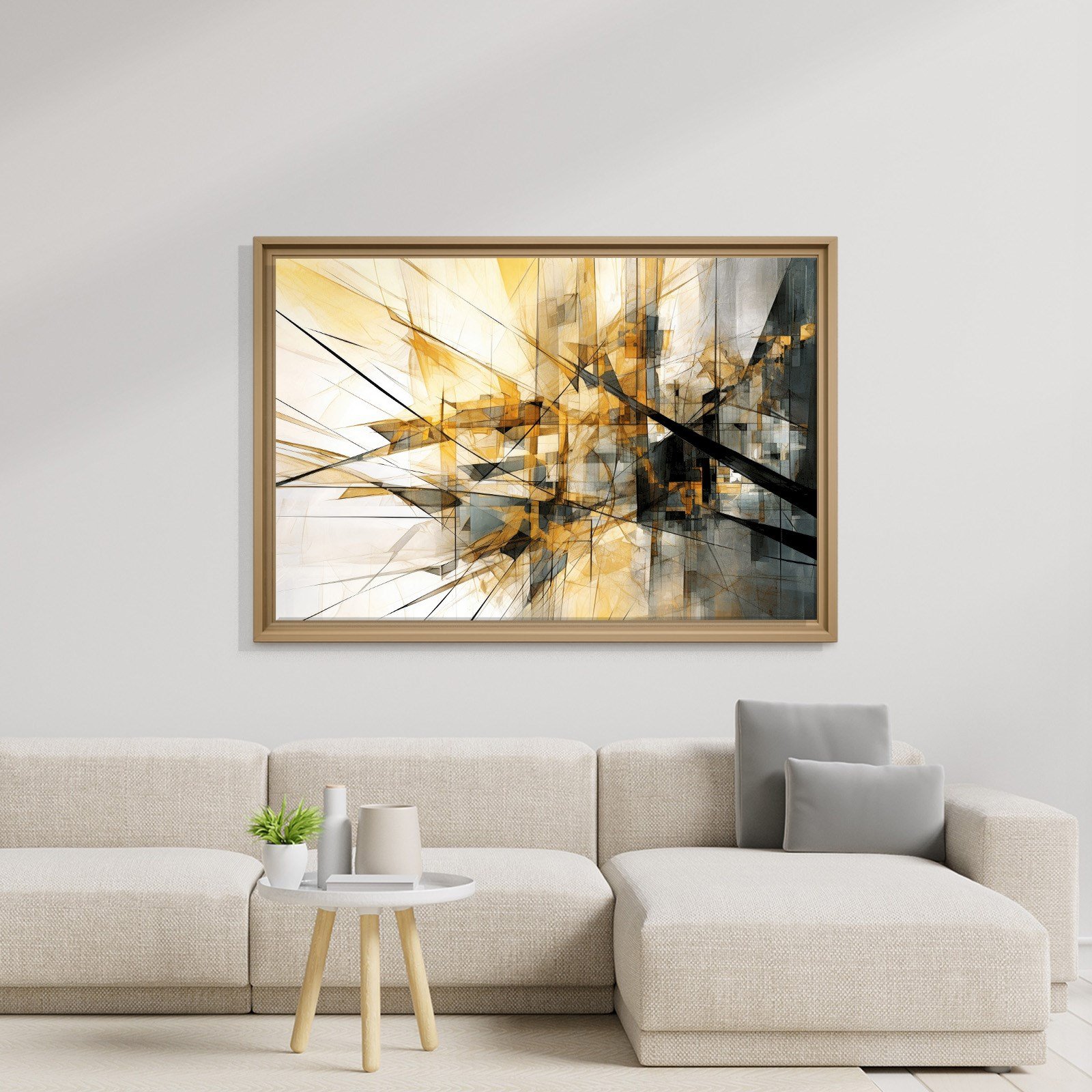 Sarı Siyah Geometrik Soyut Canvas Duvar Tablosu