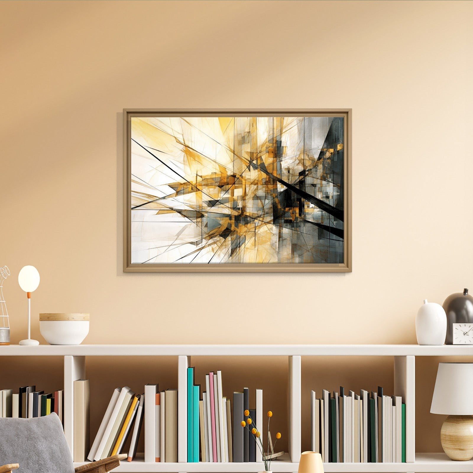 Sarı Siyah Geometrik Soyut Canvas Duvar Tablosu