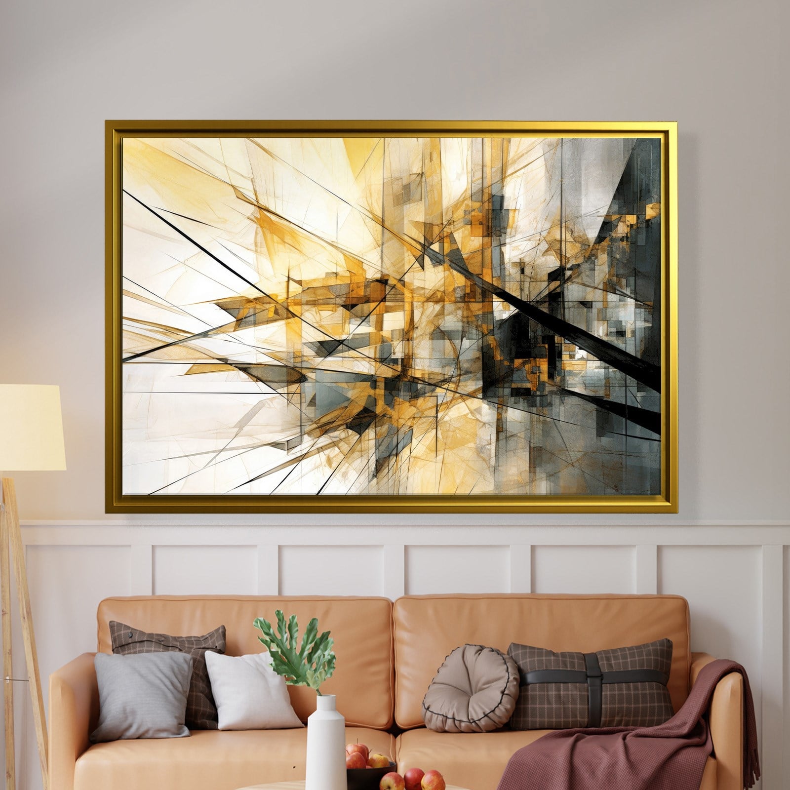 Sarı Siyah Geometrik Soyut Canvas Duvar Tablosu