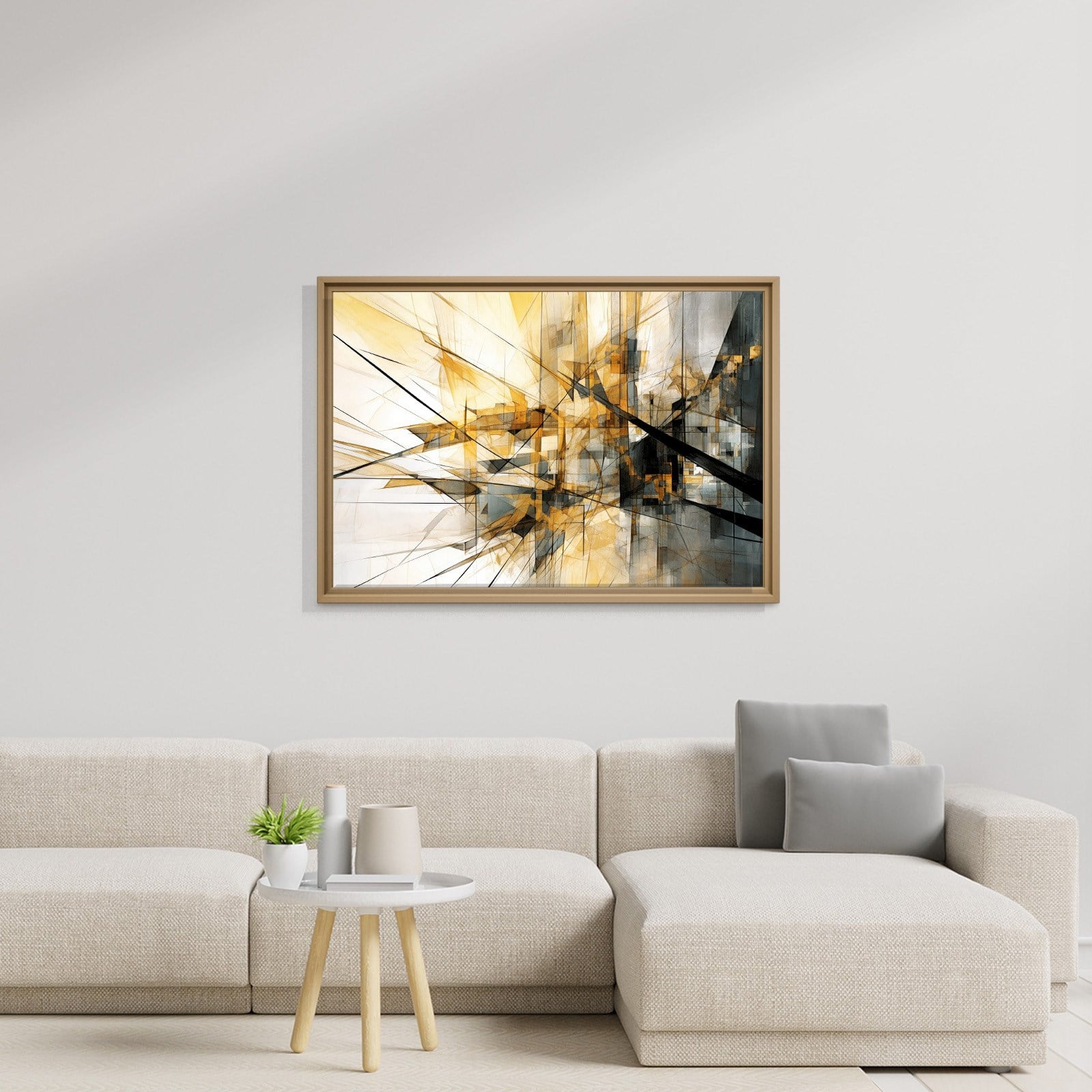 Sarı Siyah Geometrik Soyut Canvas Duvar Tablosu