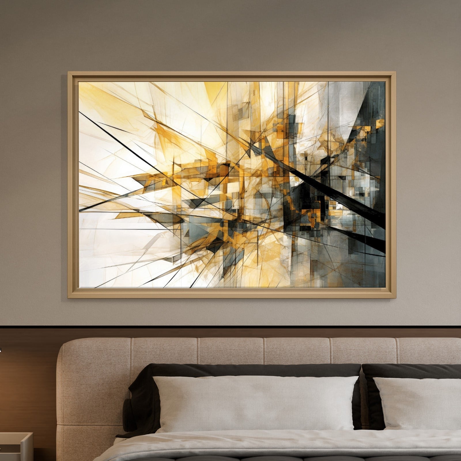 Sarı Siyah Geometrik Soyut Canvas Duvar Tablosu