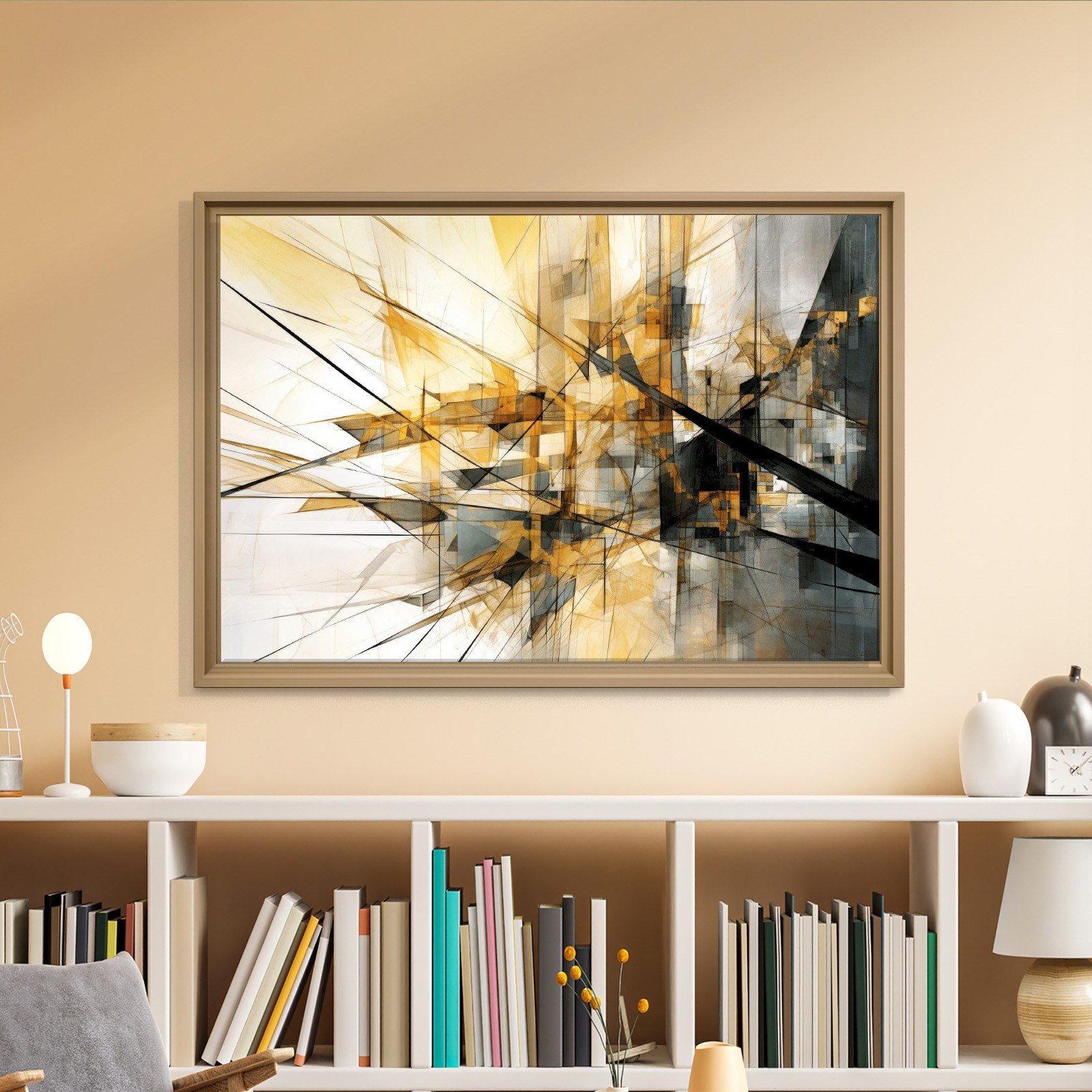 Sarı Siyah Geometrik Soyut Canvas Duvar Tablosu