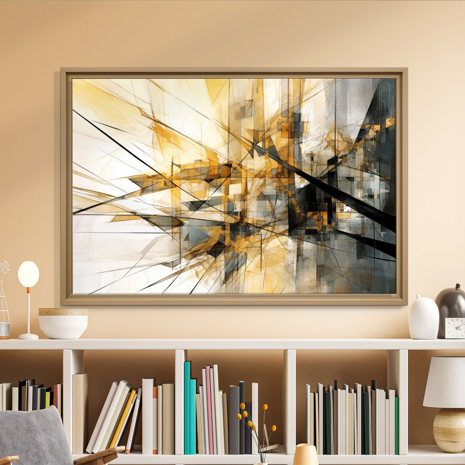 Sarı Siyah Geometrik Soyut Canvas Duvar Tablosu