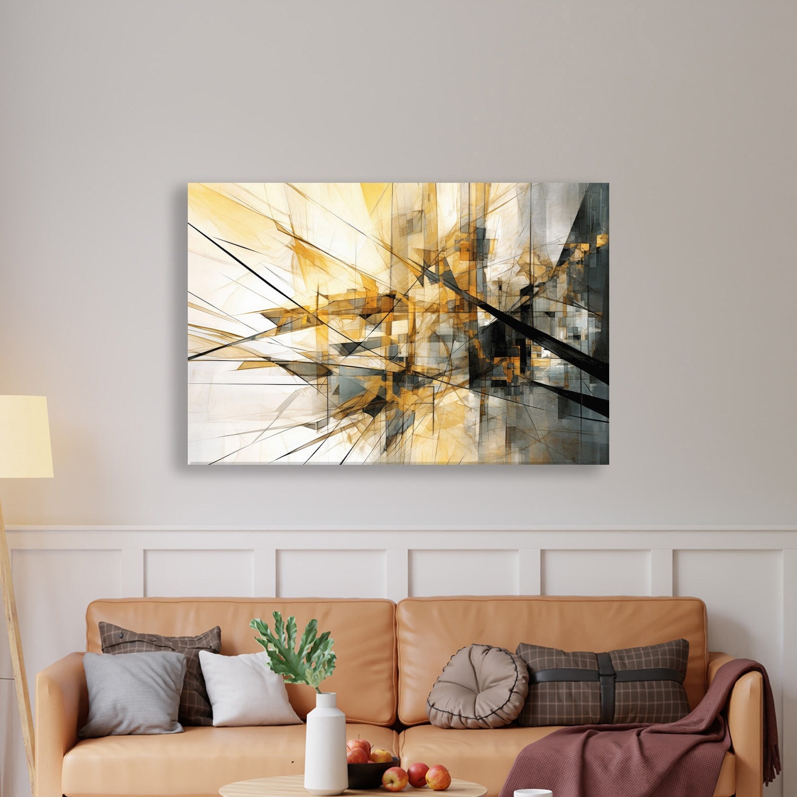 Sarı Siyah Geometrik Soyut Canvas Duvar Tablosu