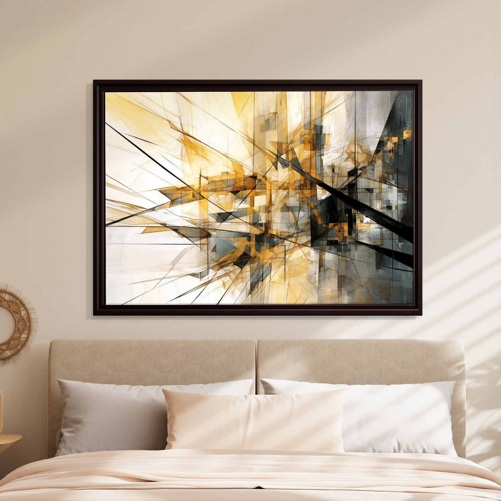 Sarı Siyah Geometrik Soyut Canvas Duvar Tablosu