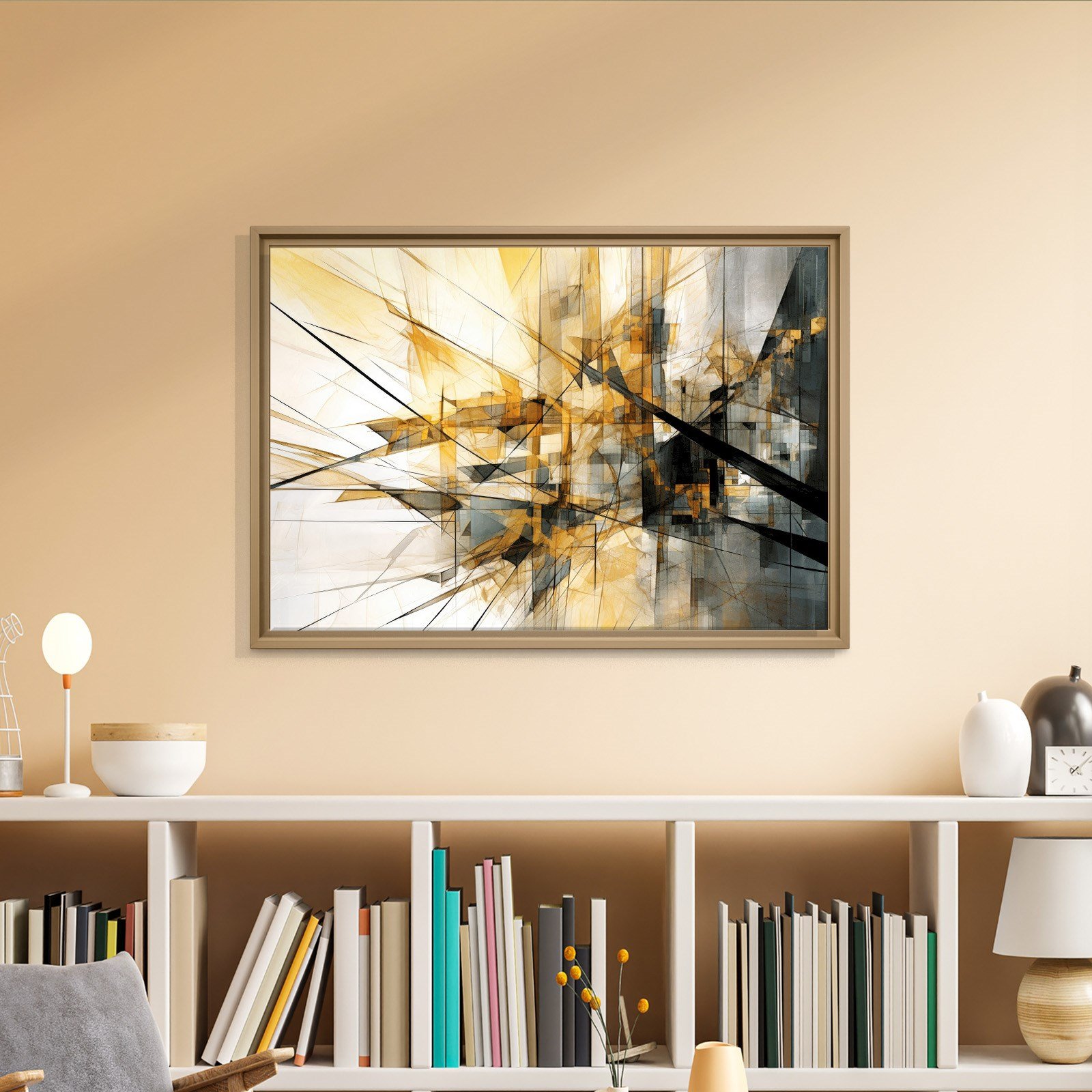 Sarı Siyah Geometrik Soyut Canvas Duvar Tablosu