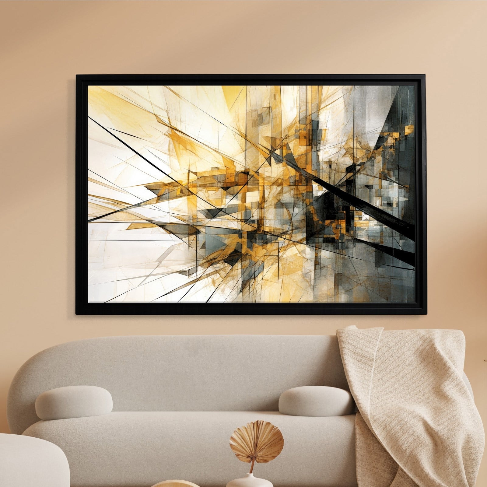 Sarı Siyah Geometrik Soyut Canvas Duvar Tablosu