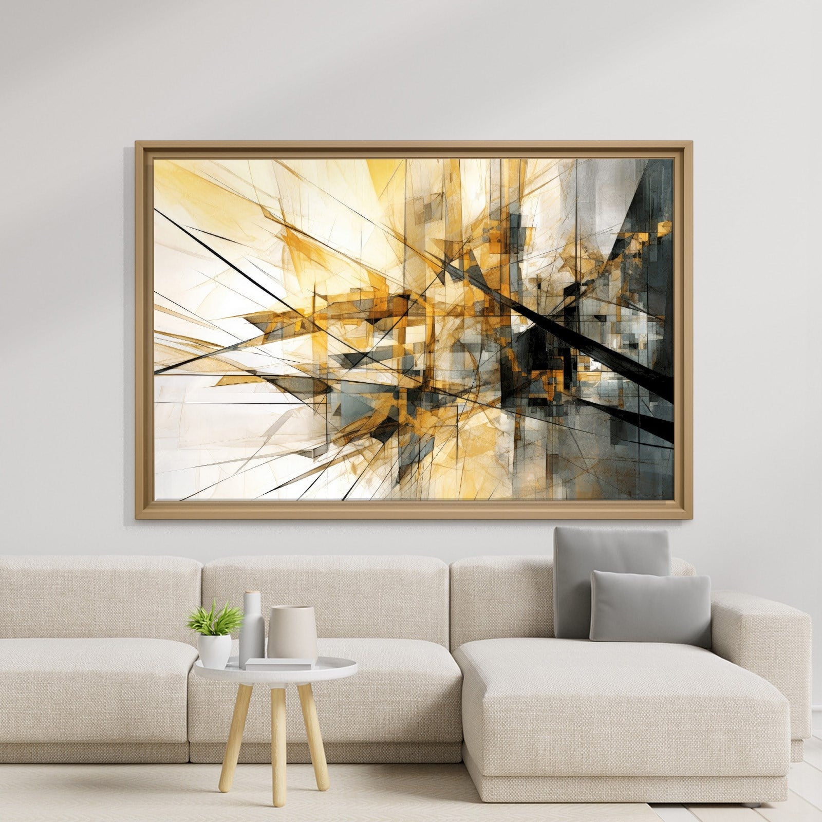 Sarı Siyah Geometrik Soyut Canvas Duvar Tablosu