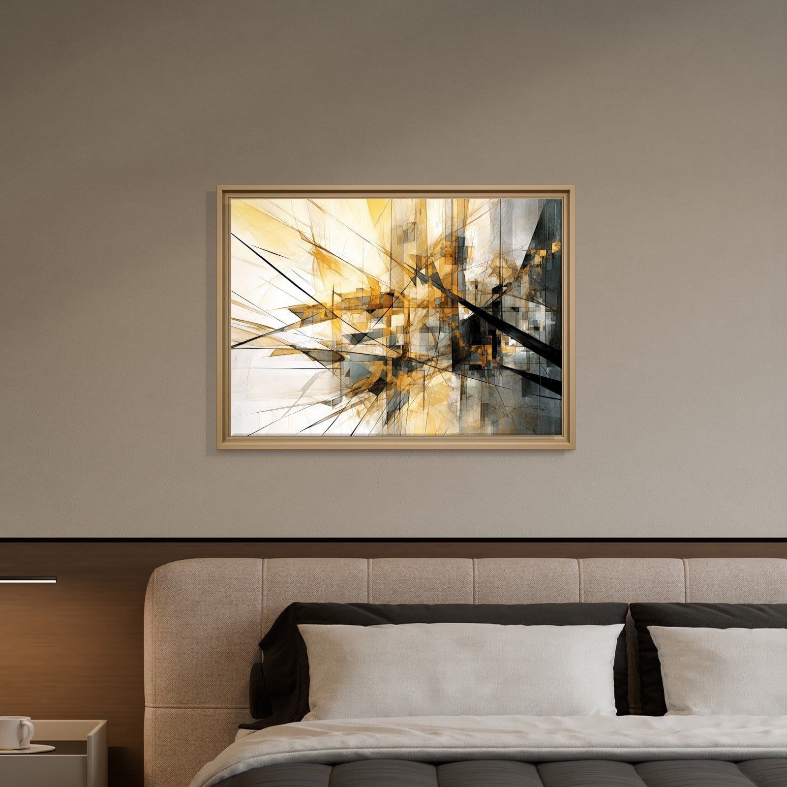 Sarı Siyah Geometrik Soyut Canvas Duvar Tablosu