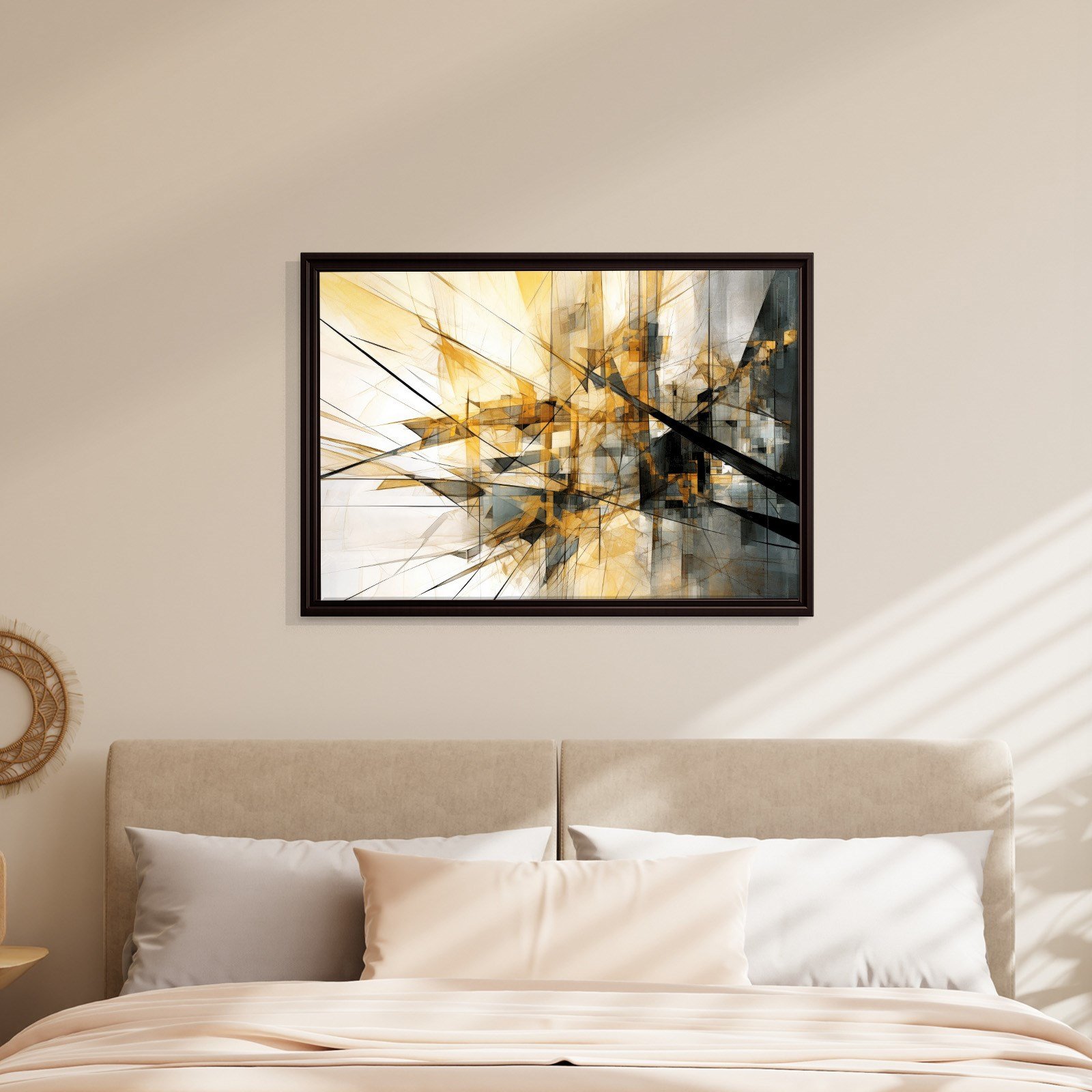 Sarı Siyah Geometrik Soyut Canvas Duvar Tablosu