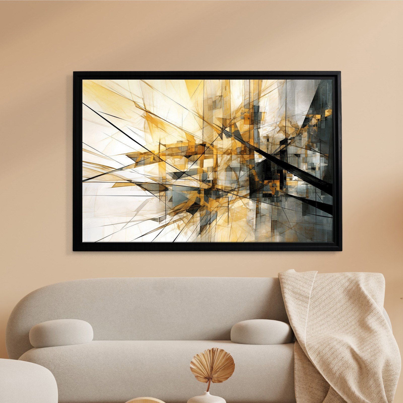 Sarı Siyah Geometrik Soyut Canvas Duvar Tablosu