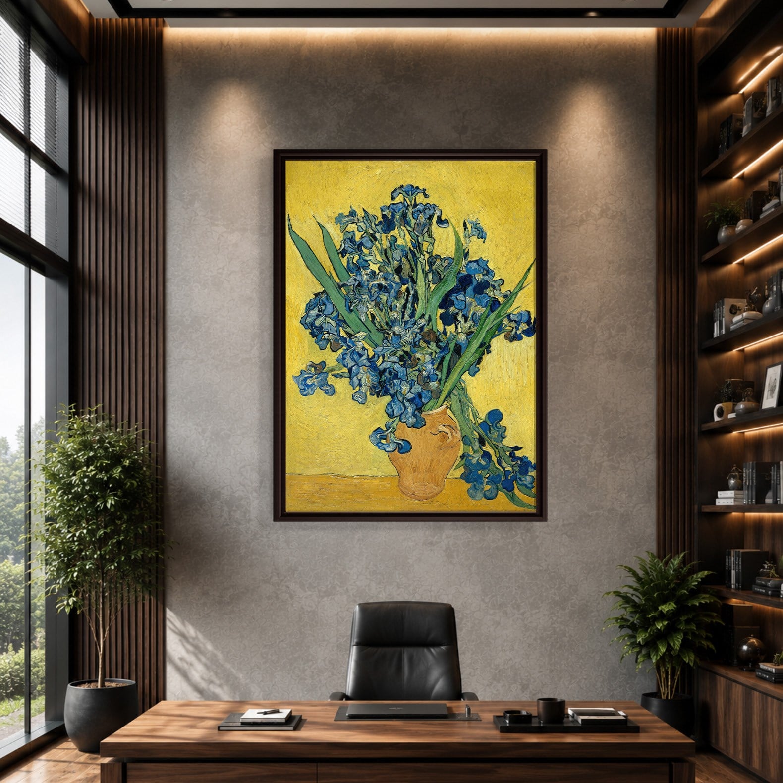 Sarı Vazoda Süsenler Kanvas Tablo – Vincent van Gogh Çiçek Natürmort Fine Art Baskısı