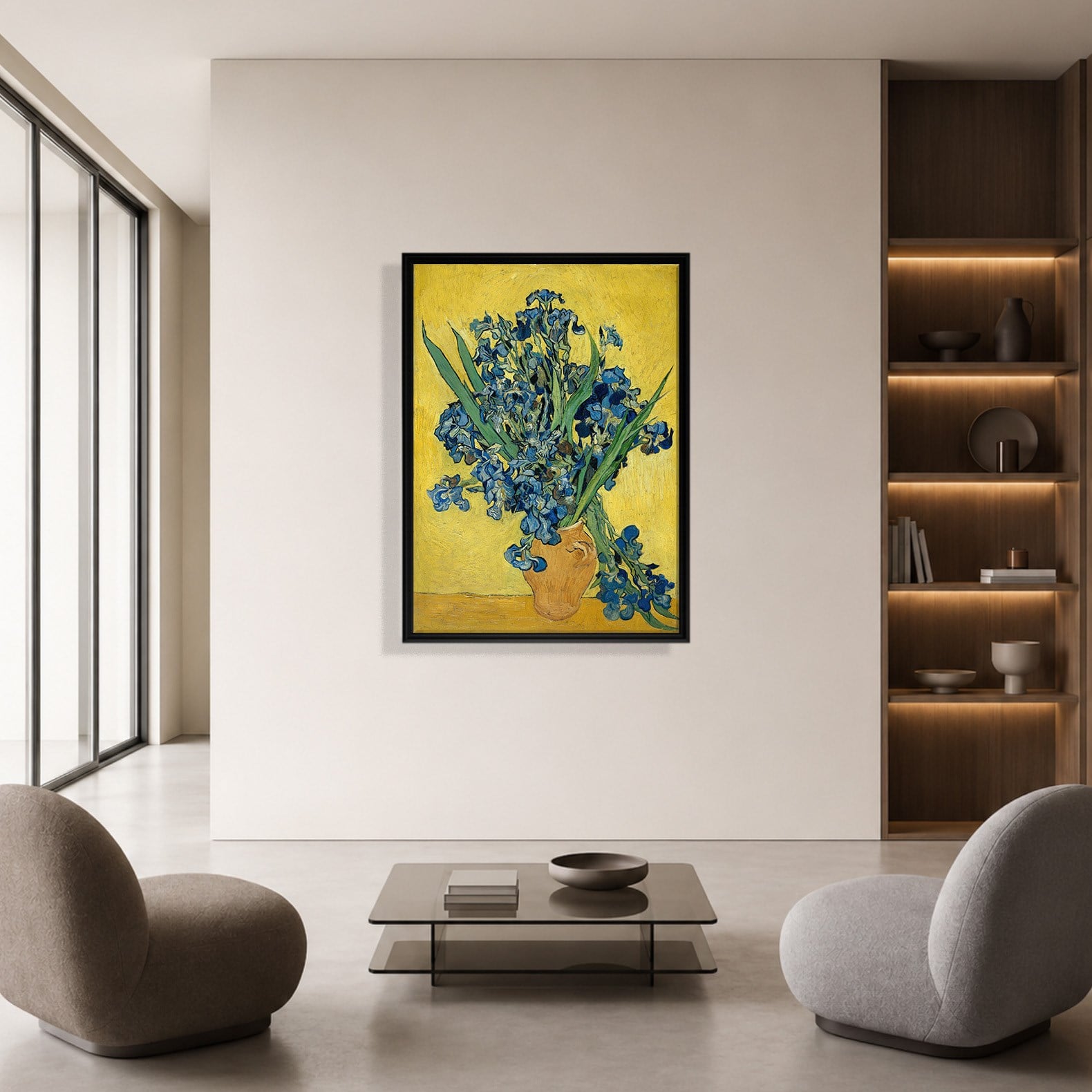 Sarı Vazoda Süsenler Kanvas Tablo – Vincent van Gogh Çiçek Natürmort Fine Art Baskısı