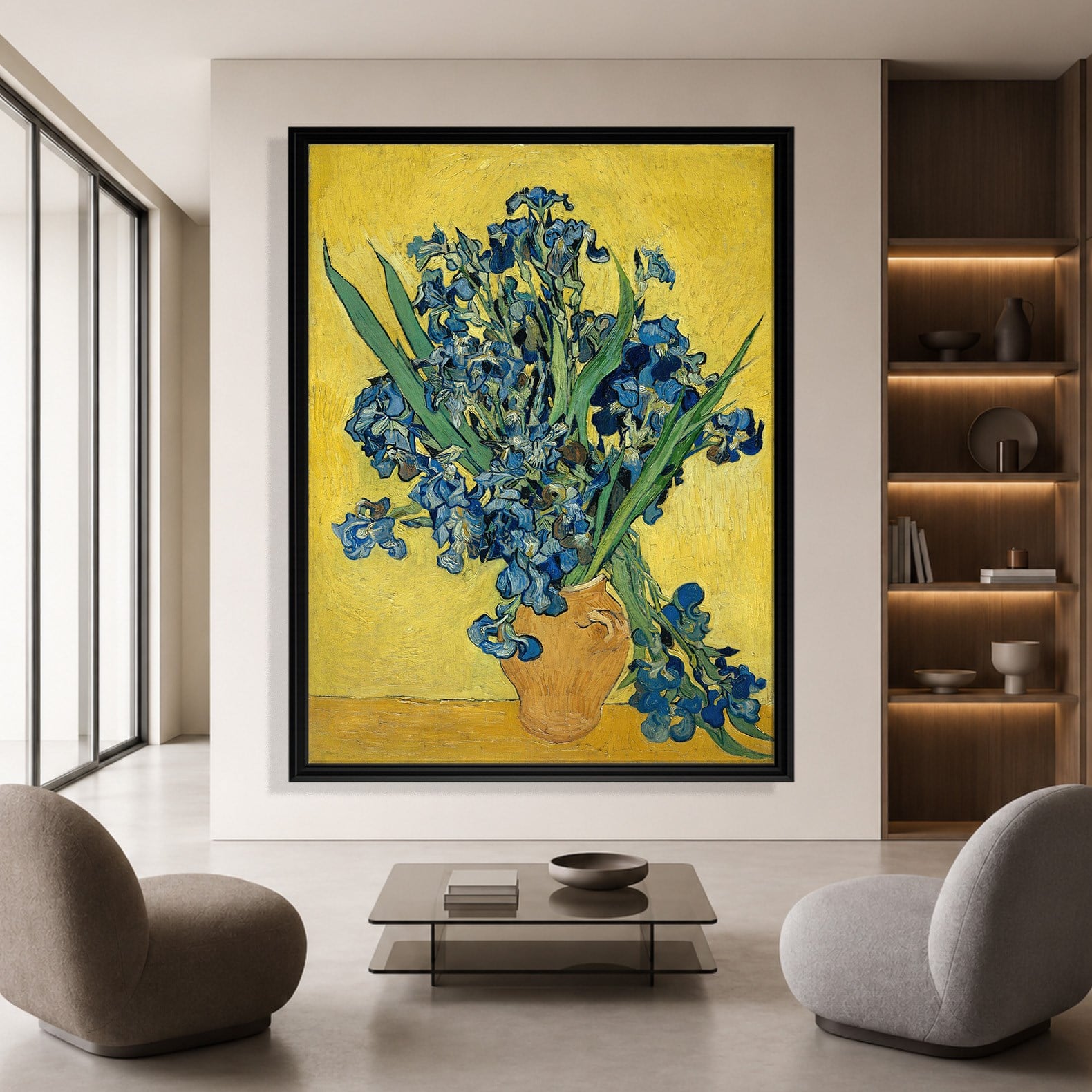 Sarı Vazoda Süsenler Kanvas Tablo – Vincent van Gogh Çiçek Natürmort Fine Art Baskısı