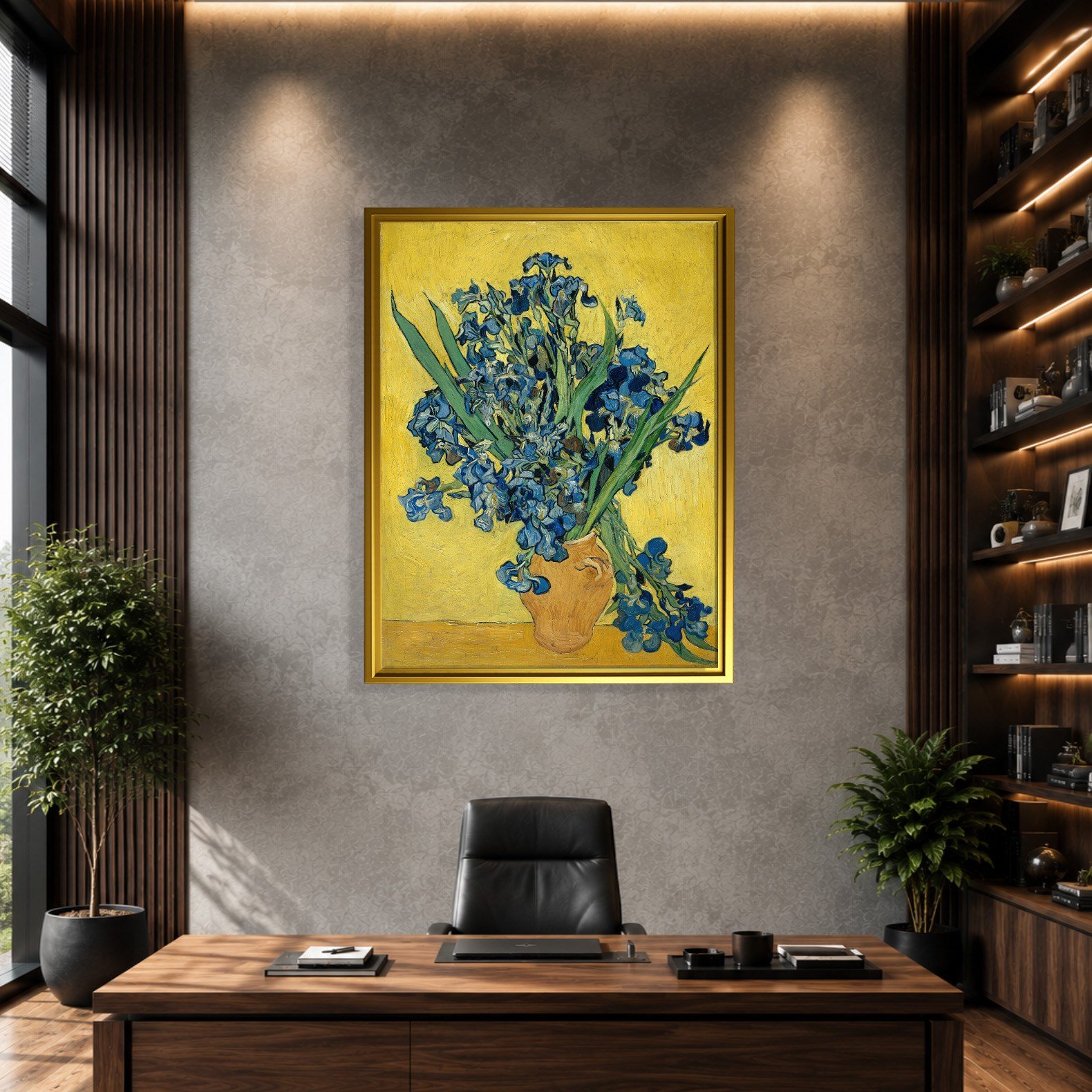 Sarı Vazoda Süsenler Kanvas Tablo – Vincent van Gogh Çiçek Natürmort Fine Art Baskısı
