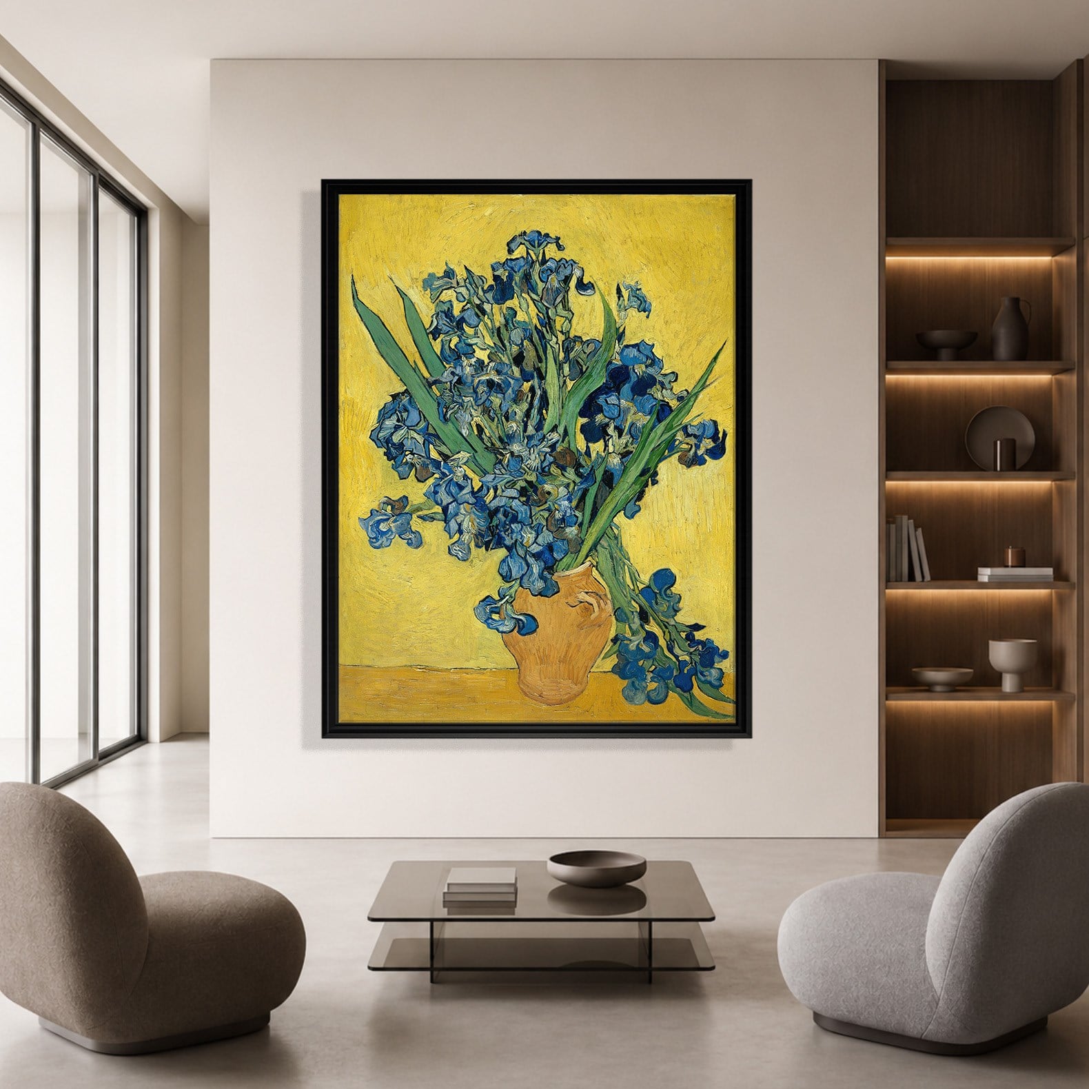 Sarı Vazoda Süsenler Kanvas Tablo – Vincent van Gogh Çiçek Natürmort Fine Art Baskısı