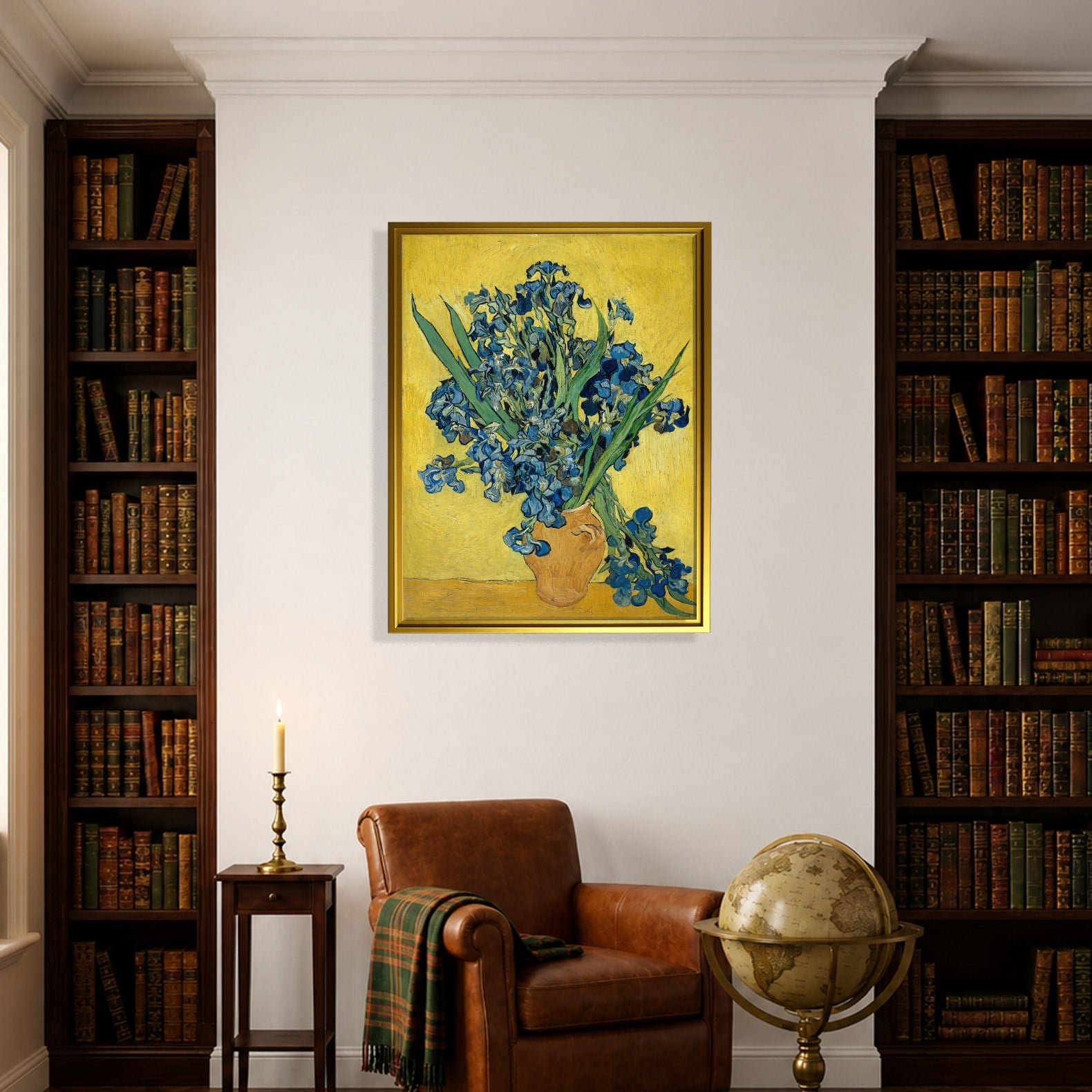 Sarı Vazoda Süsenler Kanvas Tablo – Vincent van Gogh Çiçek Natürmort Fine Art Baskısı