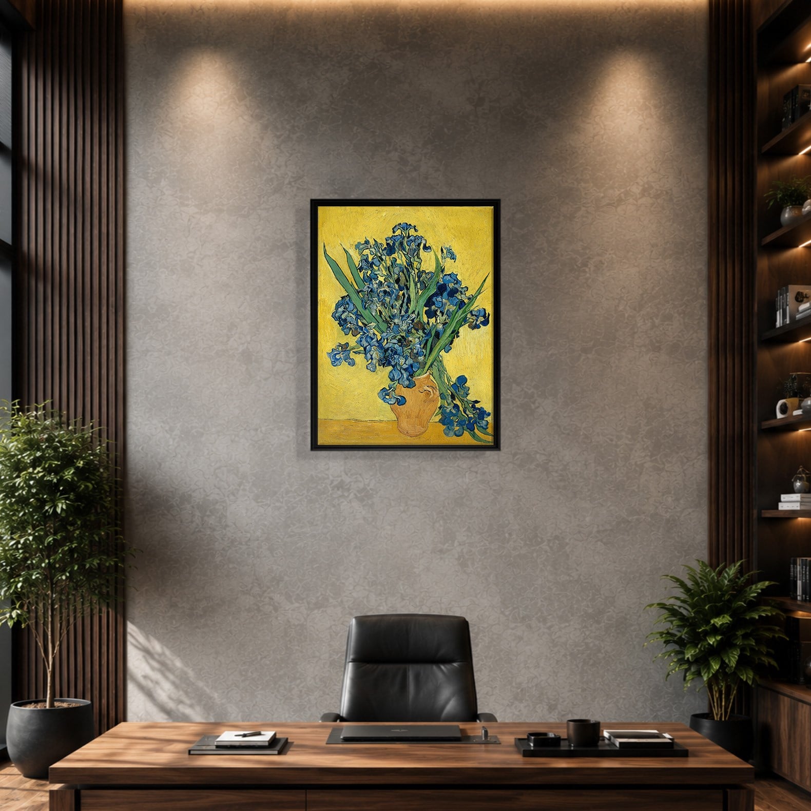 Sarı Vazoda Süsenler Kanvas Tablo – Vincent van Gogh Çiçek Natürmort Fine Art Baskısı