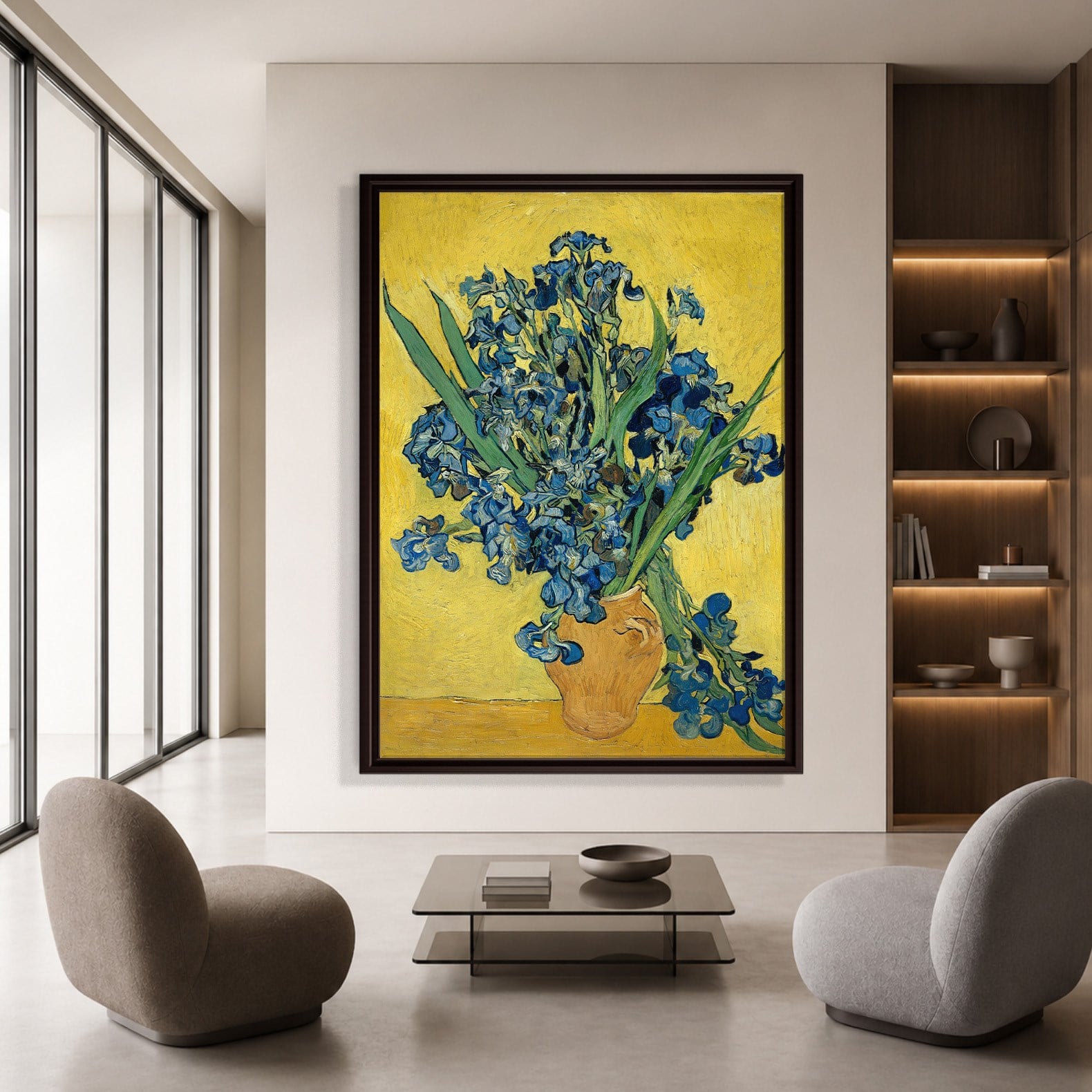 Sarı Vazoda Süsenler Kanvas Tablo – Vincent van Gogh Çiçek Natürmort Fine Art Baskısı