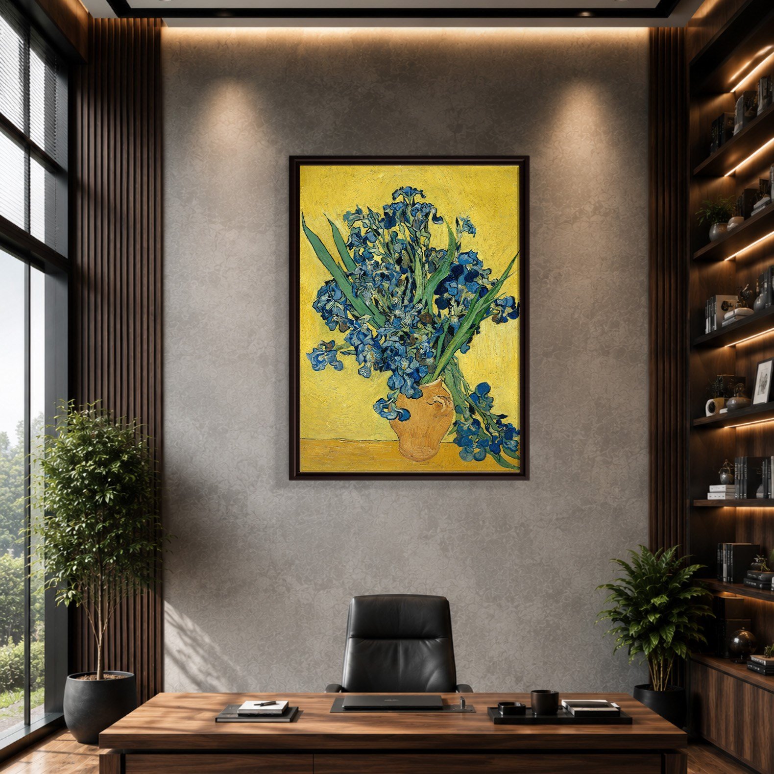 Sarı Vazoda Süsenler Kanvas Tablo – Vincent van Gogh Çiçek Natürmort Fine Art Baskısı
