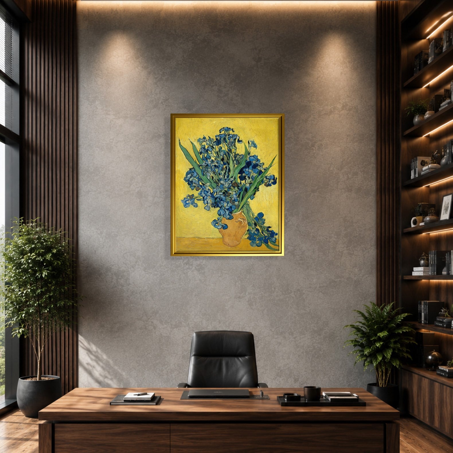 Sarı Vazoda Süsenler Kanvas Tablo – Vincent van Gogh Çiçek Natürmort Fine Art Baskısı
