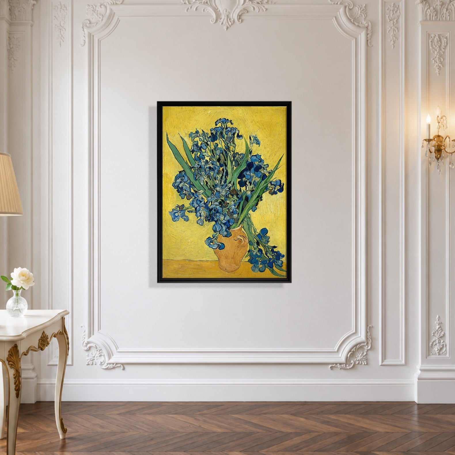 Sarı Vazoda Süsenler Kanvas Tablo – Vincent van Gogh Çiçek Natürmort Fine Art Baskısı