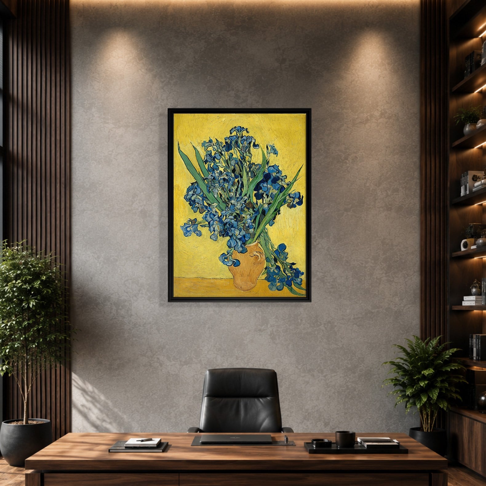 Sarı Vazoda Süsenler Kanvas Tablo – Vincent van Gogh Çiçek Natürmort Fine Art Baskısı