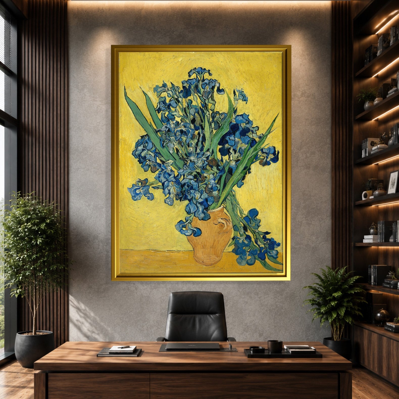 Sarı Vazoda Süsenler Kanvas Tablo – Vincent van Gogh Çiçek Natürmort Fine Art Baskısı