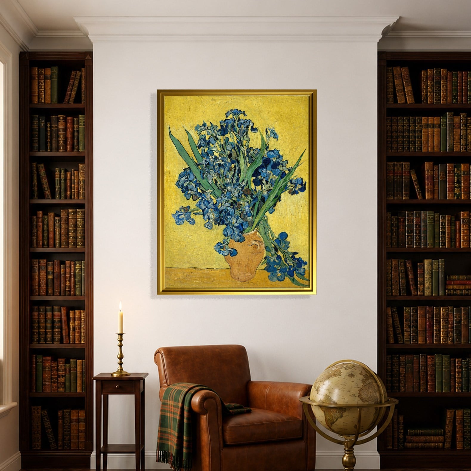 Sarı Vazoda Süsenler Kanvas Tablo – Vincent van Gogh Çiçek Natürmort Fine Art Baskısı