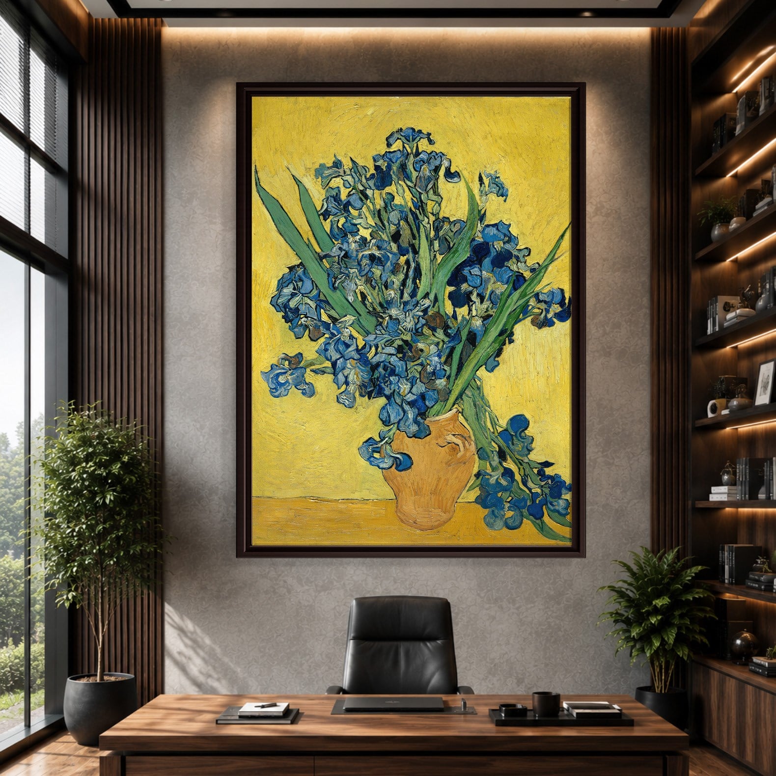 Sarı Vazoda Süsenler Kanvas Tablo – Vincent van Gogh Çiçek Natürmort Fine Art Baskısı