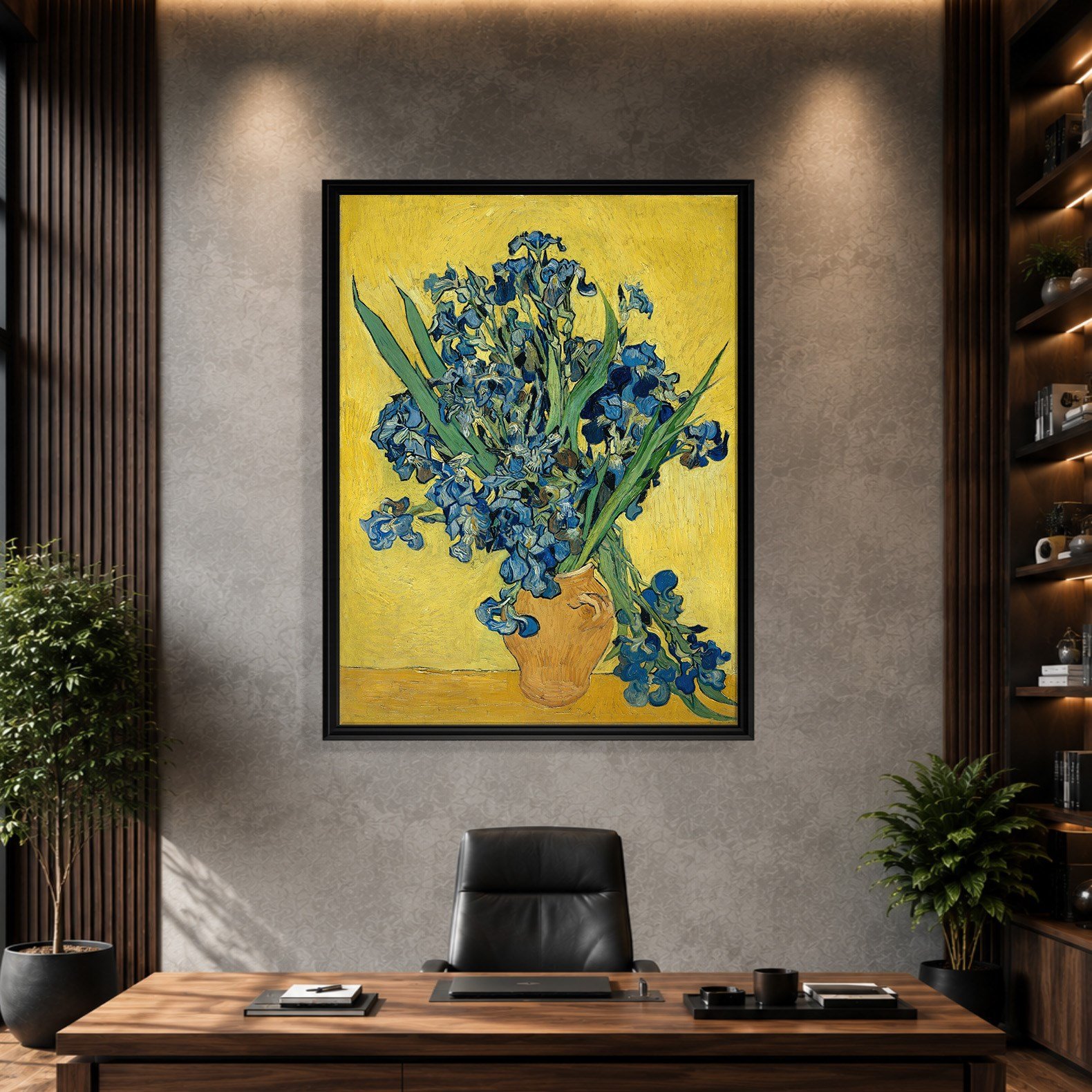 Sarı Vazoda Süsenler Kanvas Tablo – Vincent van Gogh Çiçek Natürmort Fine Art Baskısı