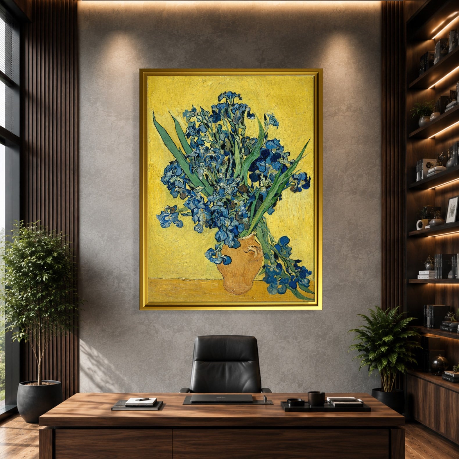 Sarı Vazoda Süsenler Kanvas Tablo – Vincent van Gogh Çiçek Natürmort Fine Art Baskısı