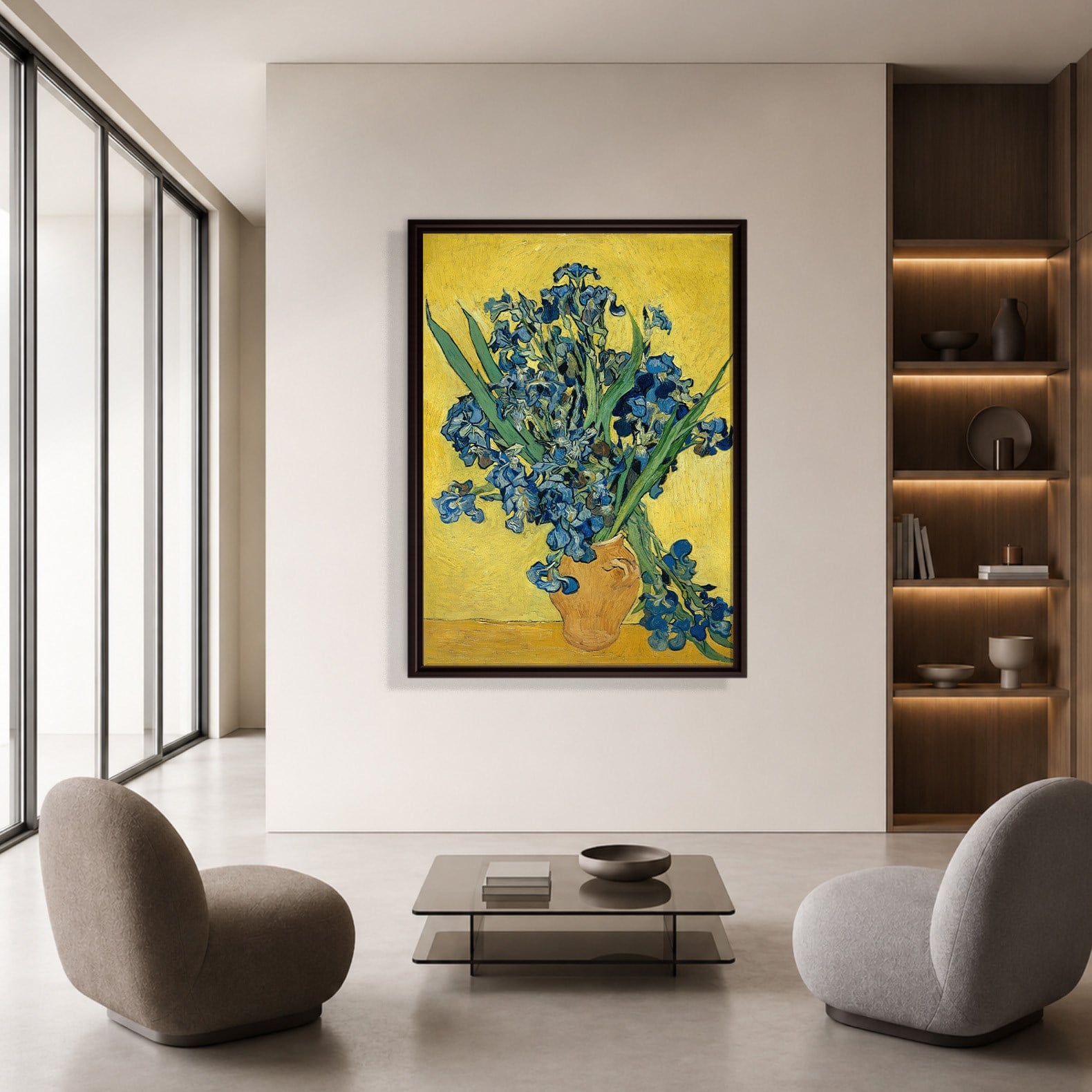 Sarı Vazoda Süsenler Kanvas Tablo – Vincent van Gogh Çiçek Natürmort Fine Art Baskısı